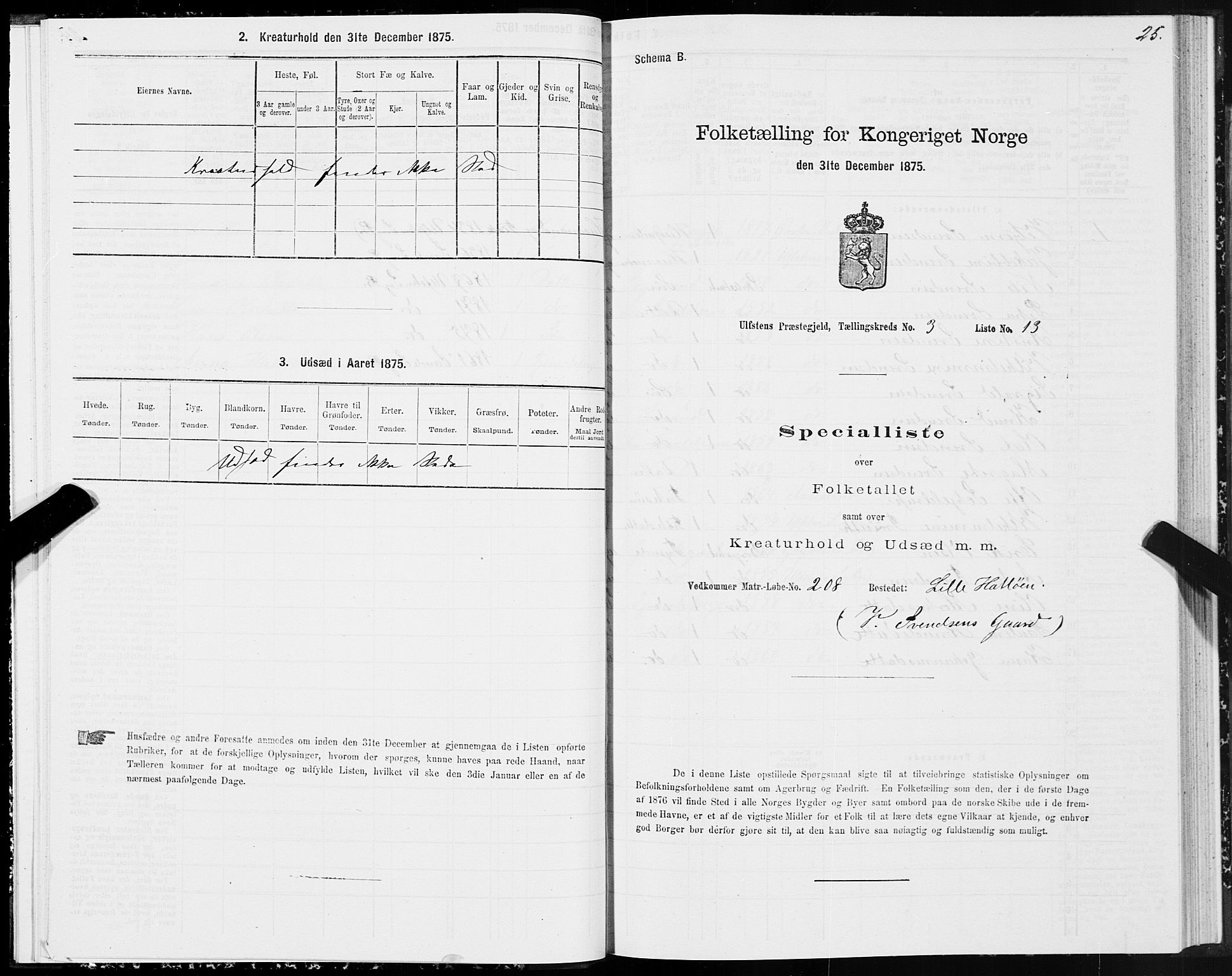 SAT, 1875 census for 1516P Ulstein, 1875, p. 2025