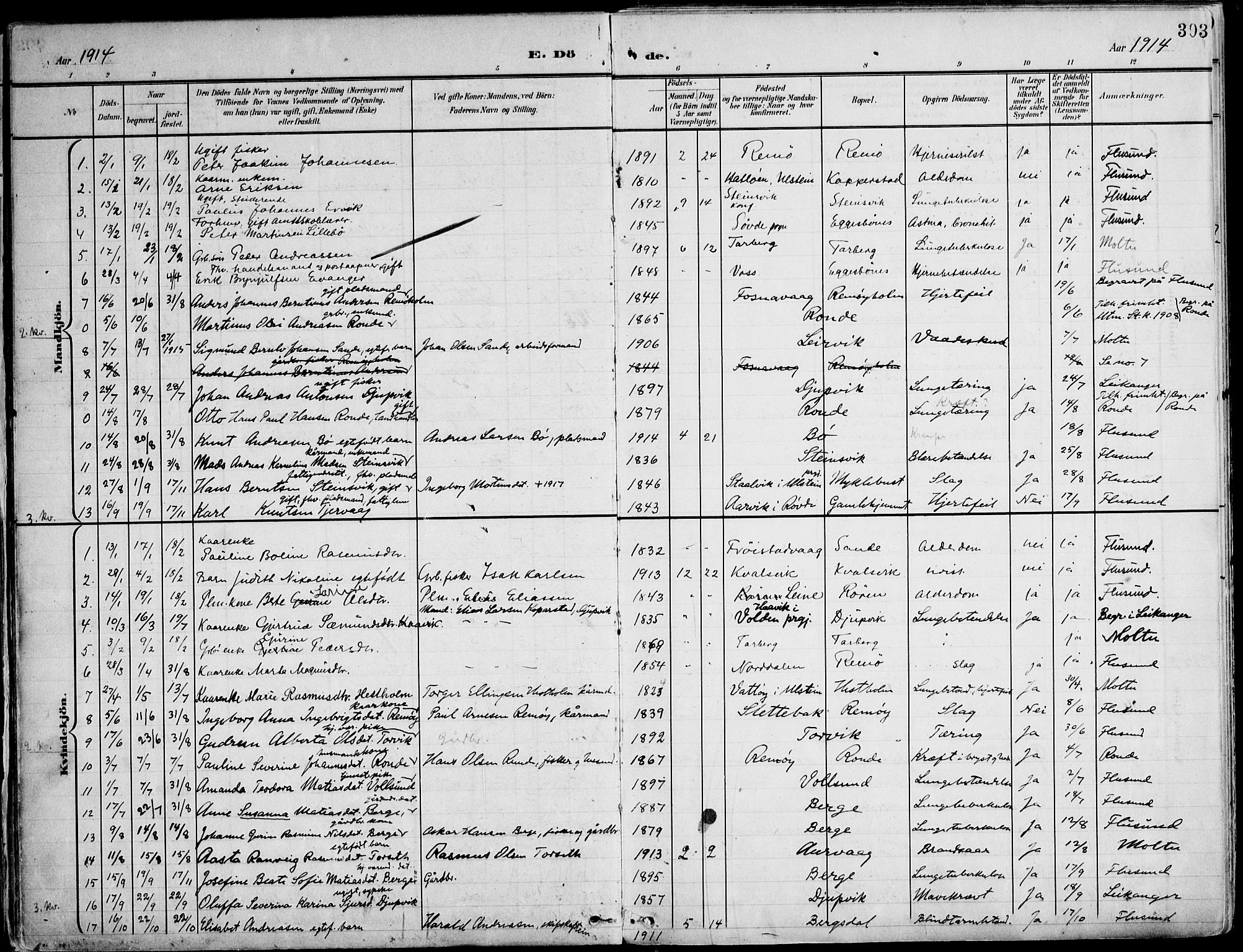 Ministerialprotokoller, klokkerbøker og fødselsregistre - Møre og Romsdal, AV/SAT-A-1454/507/L0075: Parish register (official) no. 507A10, 1901-1920, p. 303