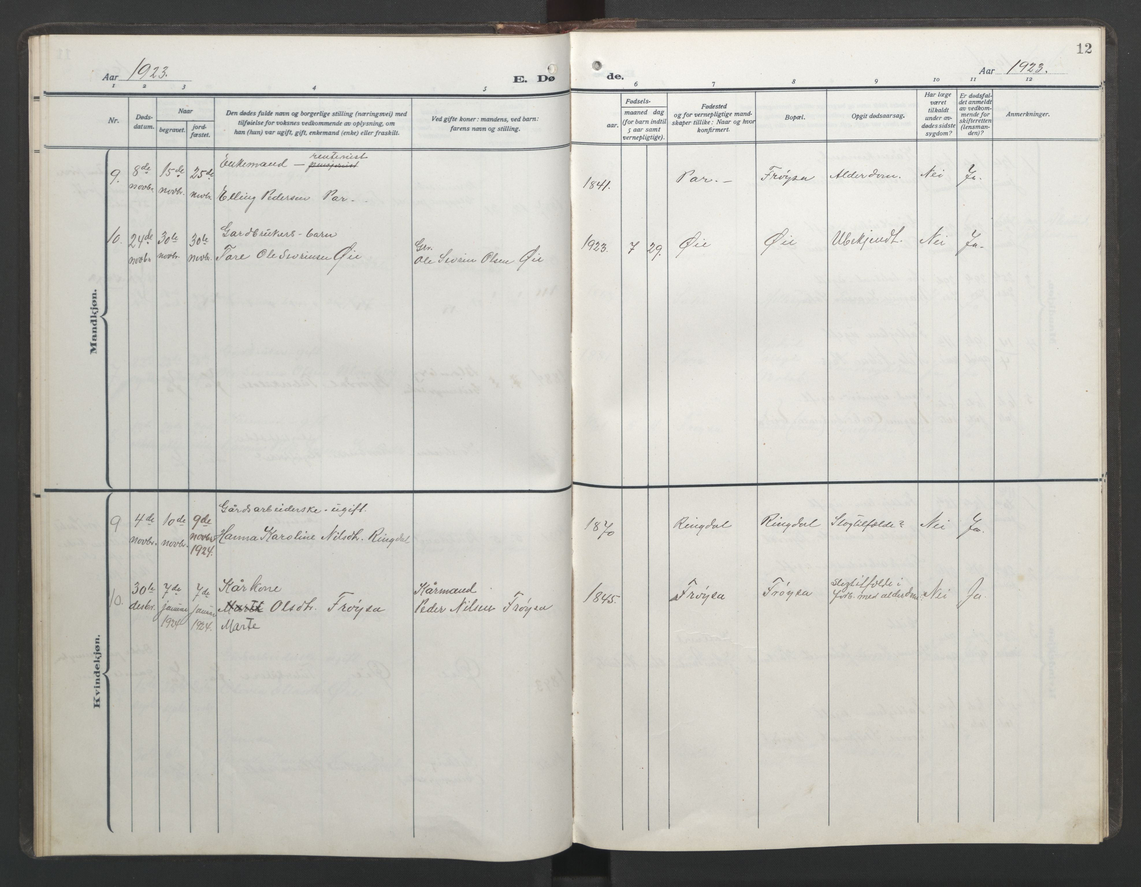 Ministerialprotokoller, klokkerbøker og fødselsregistre - Møre og Romsdal, AV/SAT-A-1454/517/L0233: Parish register (copy) no. 517C06, 1919-1945, p. 12