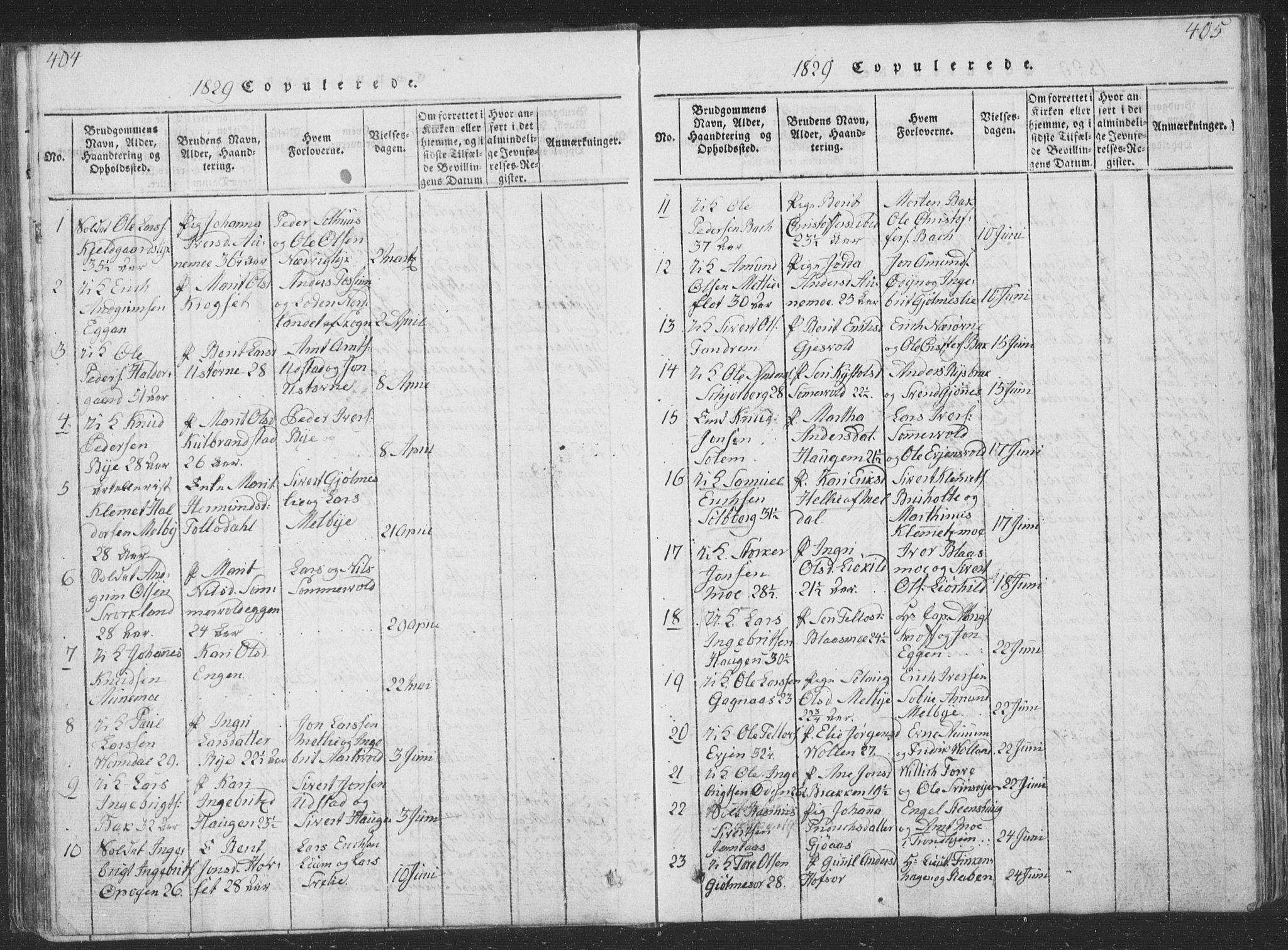 Ministerialprotokoller, klokkerbøker og fødselsregistre - Sør-Trøndelag, SAT/A-1456/668/L0816: Parish register (copy) no. 668C05, 1816-1893, p. 404-405