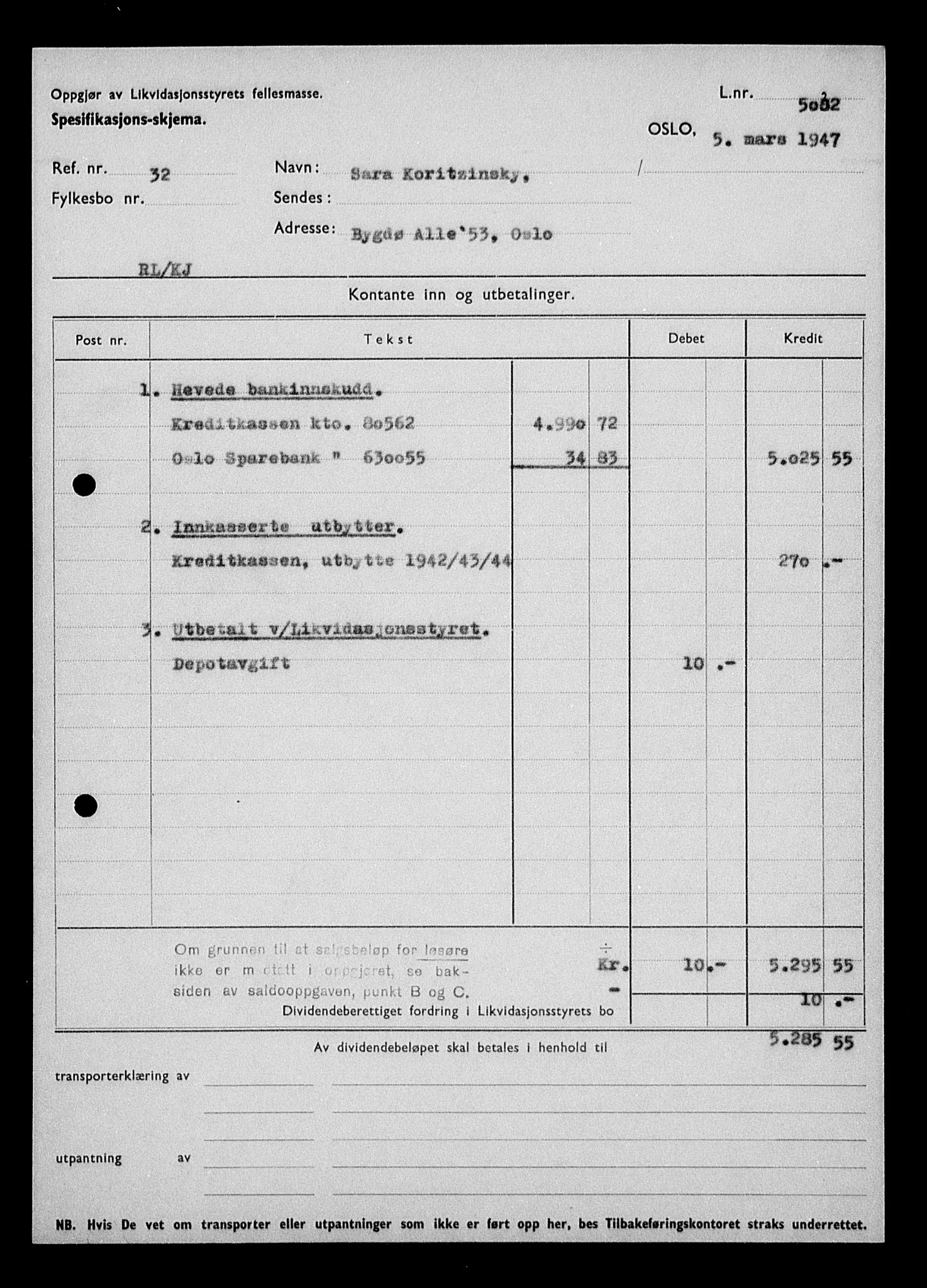 Justisdepartementet, Tilbakeføringskontoret for inndratte formuer, AV/RA-S-1564/H/Hc/Hcc/L0953: --, 1945-1947, p. 3