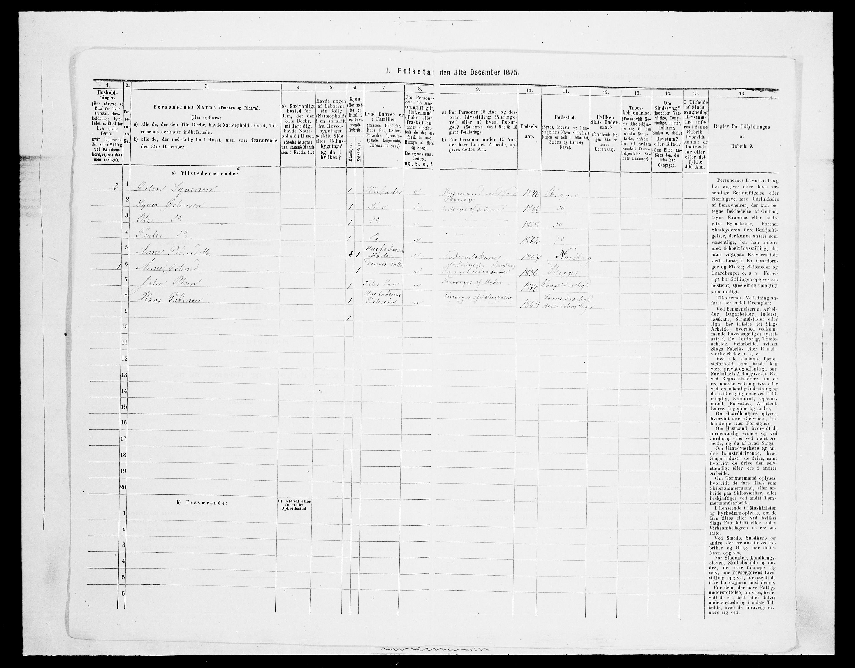 SAH, 1875 census for 0513P Skjåk, 1875, p. 300