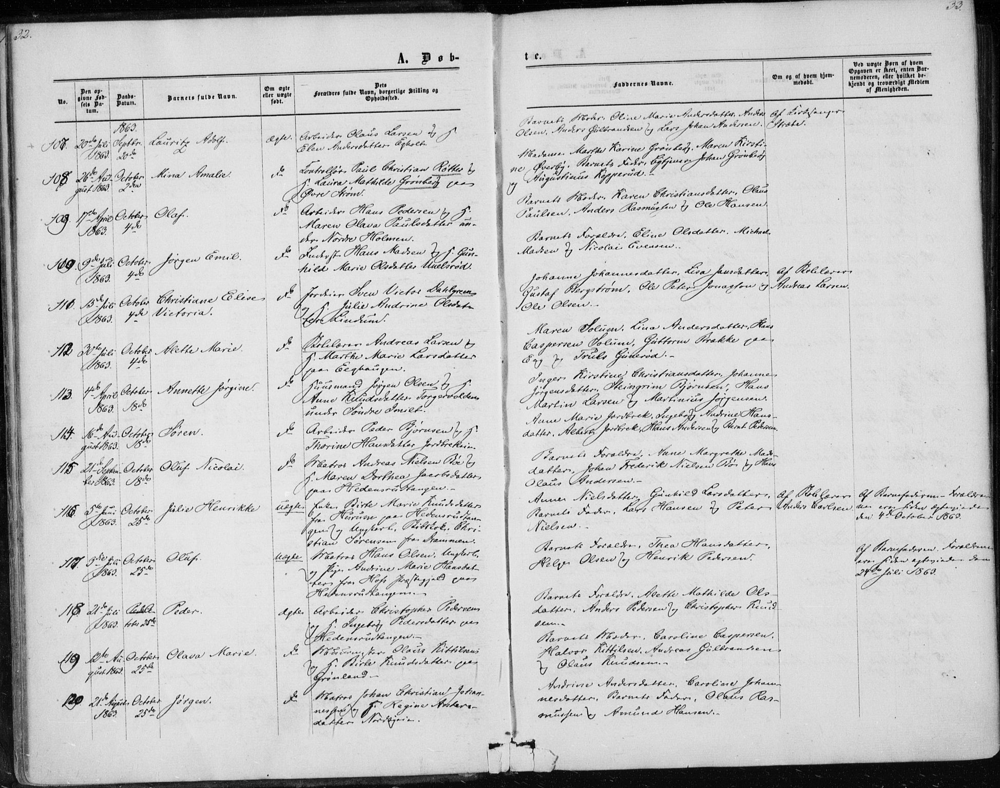 Skoger kirkebøker, AV/SAKO-A-59/F/Fa/L0004: Parish register (official) no. I 4, 1862-1872, p. 32-33