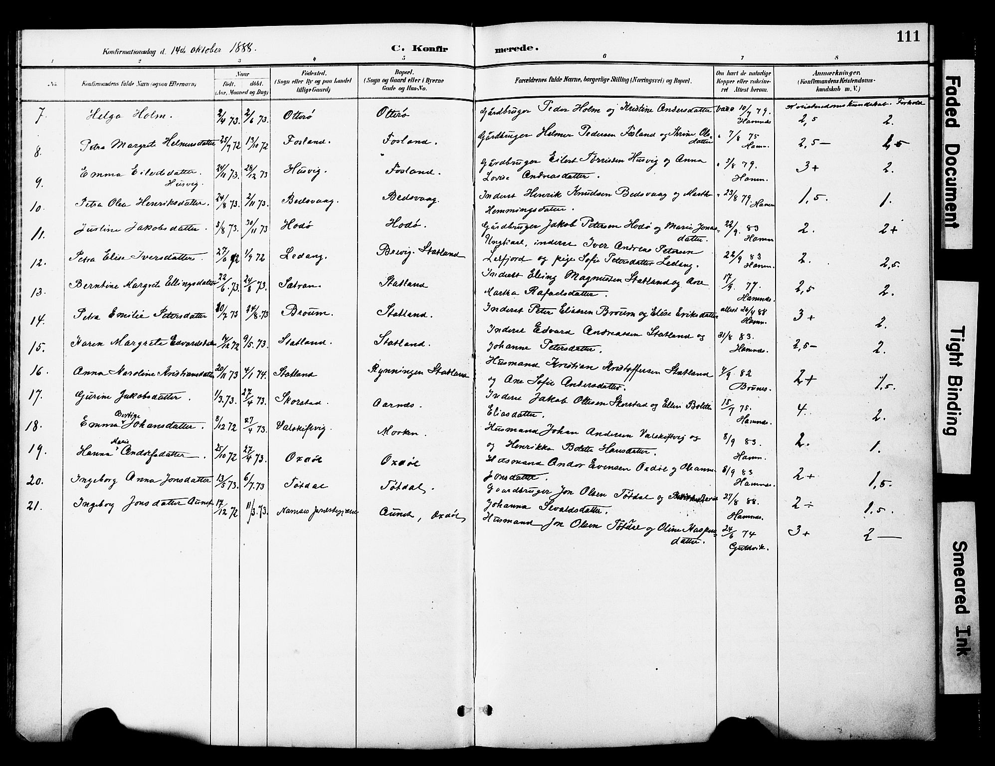 Ministerialprotokoller, klokkerbøker og fødselsregistre - Nord-Trøndelag, AV/SAT-A-1458/774/L0628: Parish register (official) no. 774A02, 1887-1903, p. 111