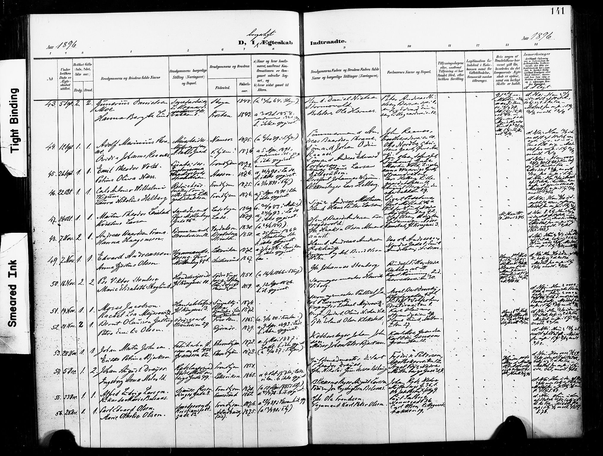 Ministerialprotokoller, klokkerbøker og fødselsregistre - Sør-Trøndelag, SAT/A-1456/604/L0198: Parish register (official) no. 604A19, 1893-1900, p. 141
