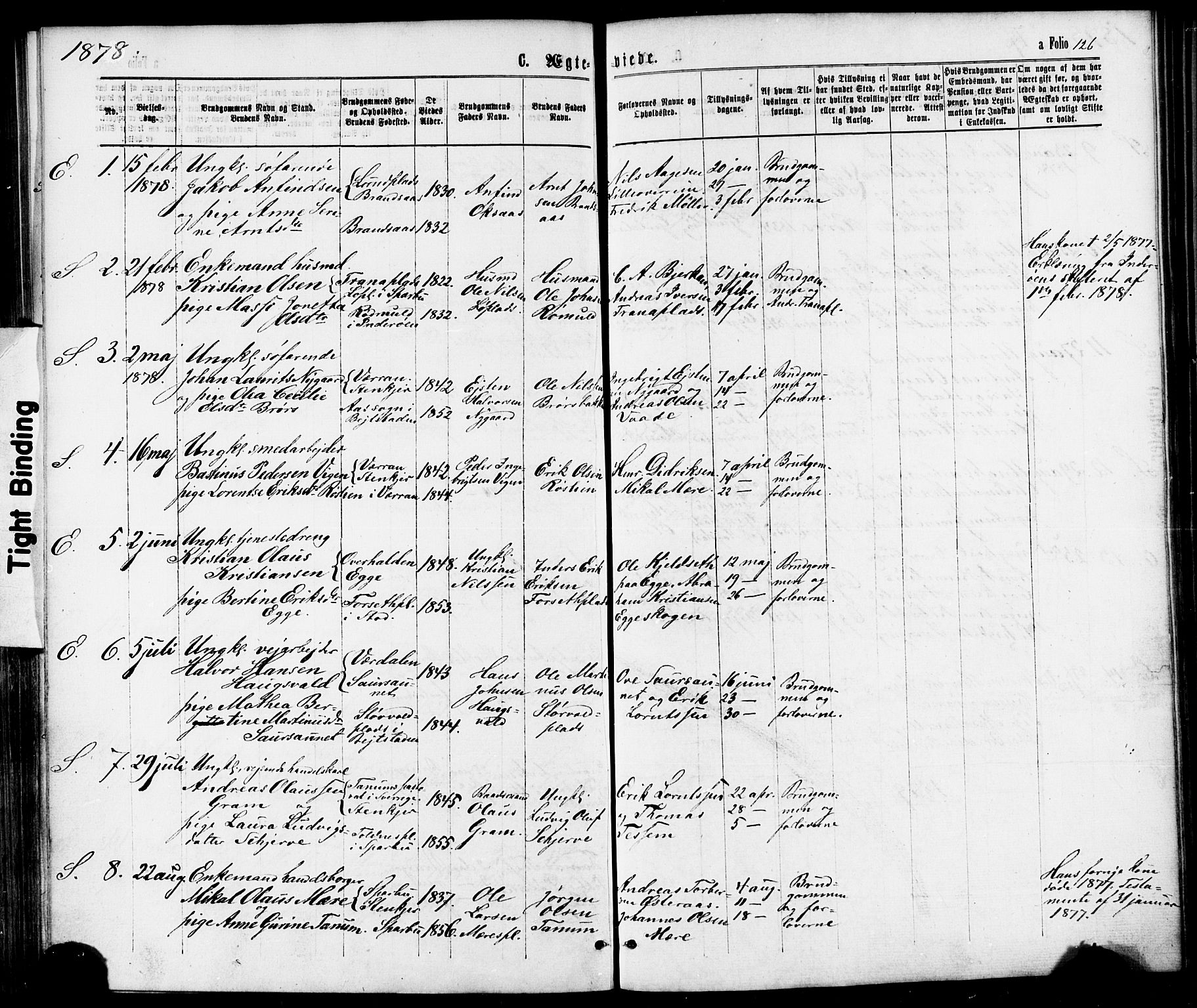 Ministerialprotokoller, klokkerbøker og fødselsregistre - Nord-Trøndelag, AV/SAT-A-1458/739/L0370: Parish register (official) no. 739A02, 1868-1881, p. 126