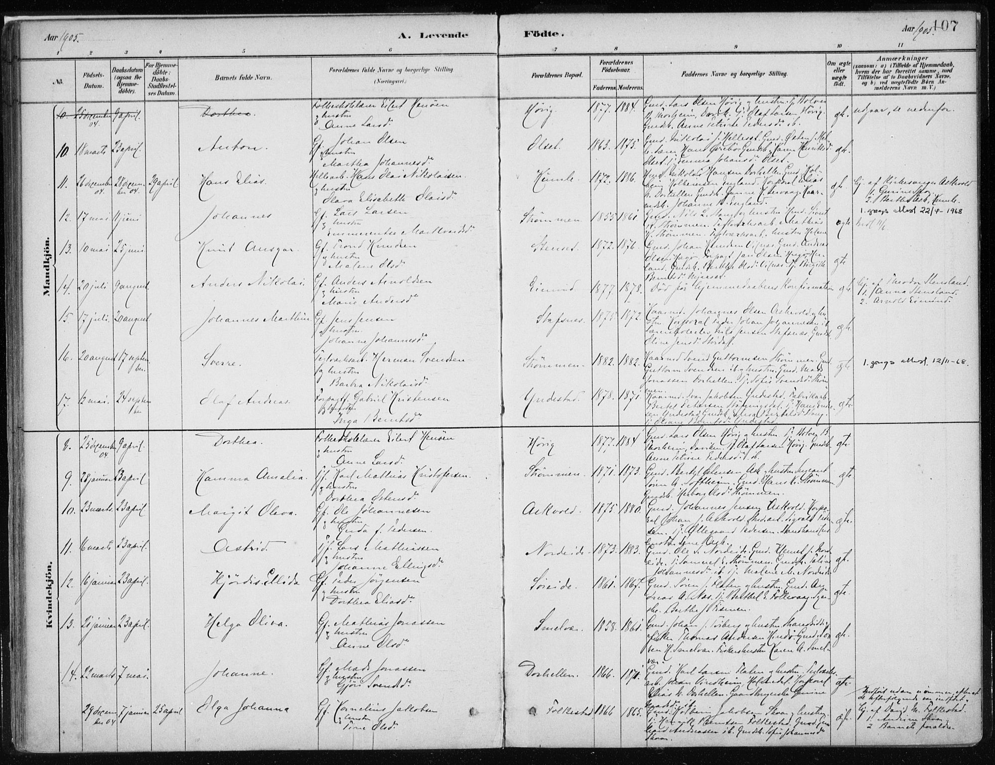 Askvoll sokneprestembete, AV/SAB-A-79501/H/Haa/Haab/L0002: Parish register (official) no. B 2, 1879-1909, p. 107