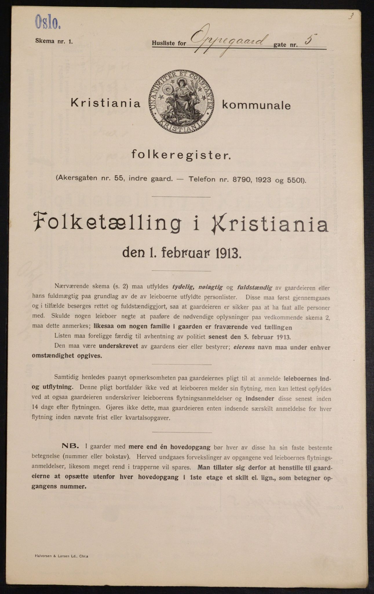 OBA, Municipal Census 1913 for Kristiania, 1913, p. 75851