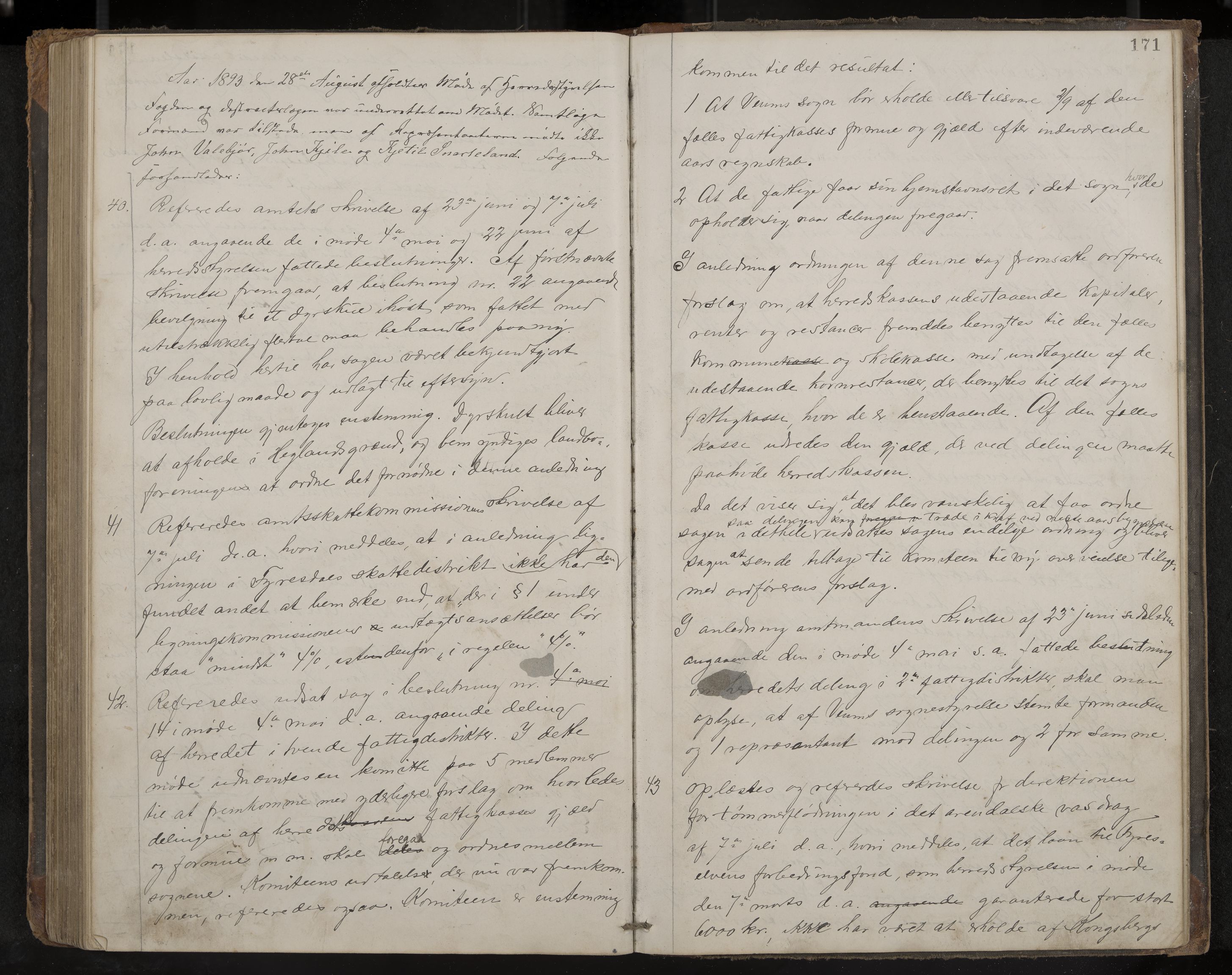 Fyresdal formannskap og sentraladministrasjon, IKAK/0831021-1/Aa/L0002: Møtebok, 1877-1894, p. 171