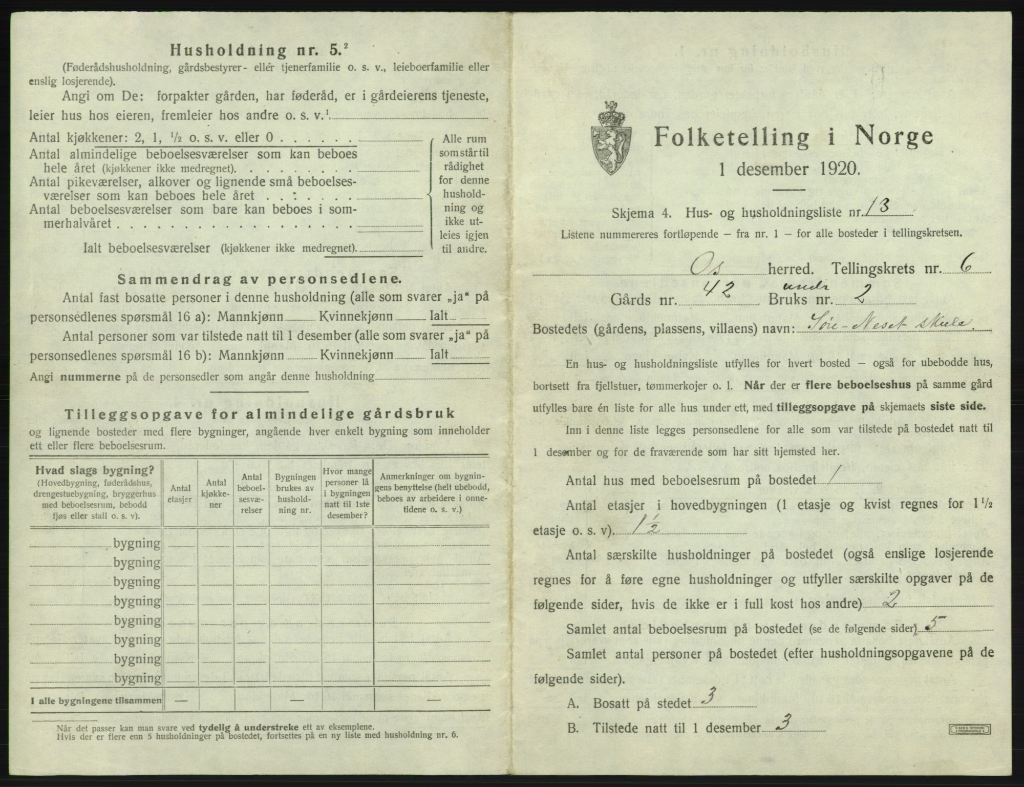 SAB, 1920 census for Os, 1920, p. 585