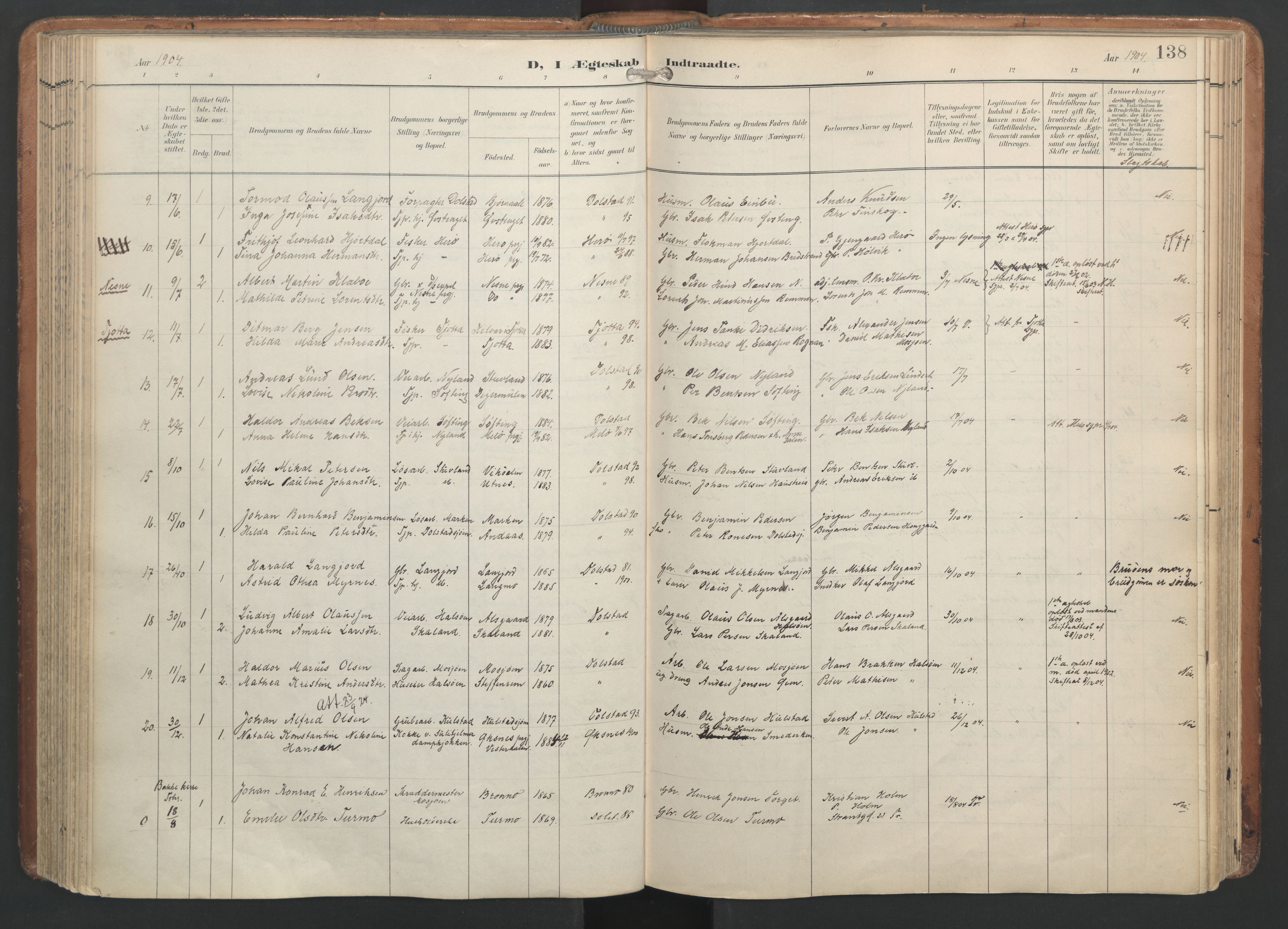 Ministerialprotokoller, klokkerbøker og fødselsregistre - Nordland, SAT/A-1459/820/L0298: Parish register (official) no. 820A19, 1897-1915, p. 138