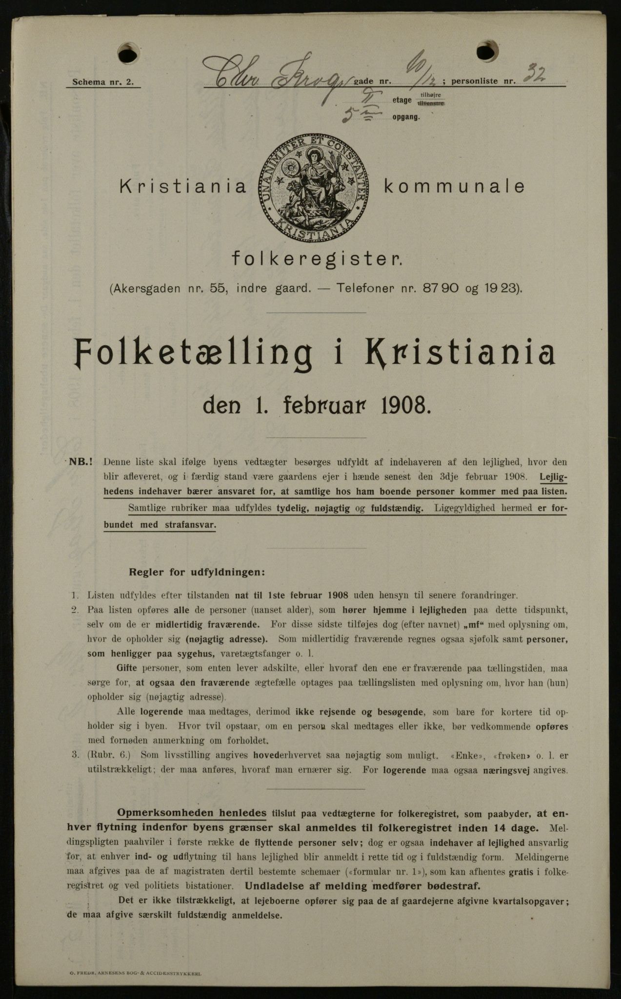 OBA, Municipal Census 1908 for Kristiania, 1908, p. 11049
