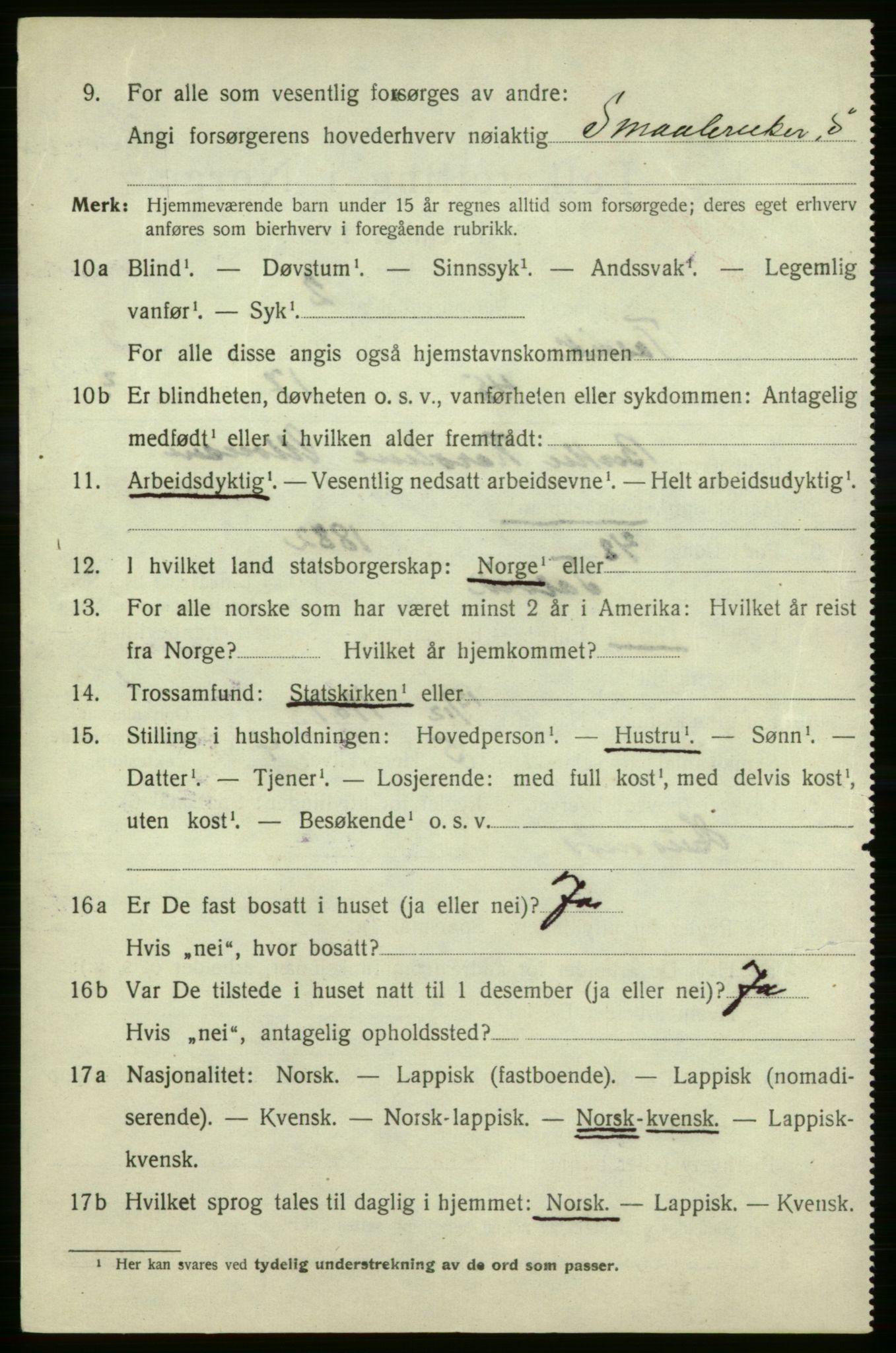 SATØ, 1920 census for Talvik, 1920, p. 2175