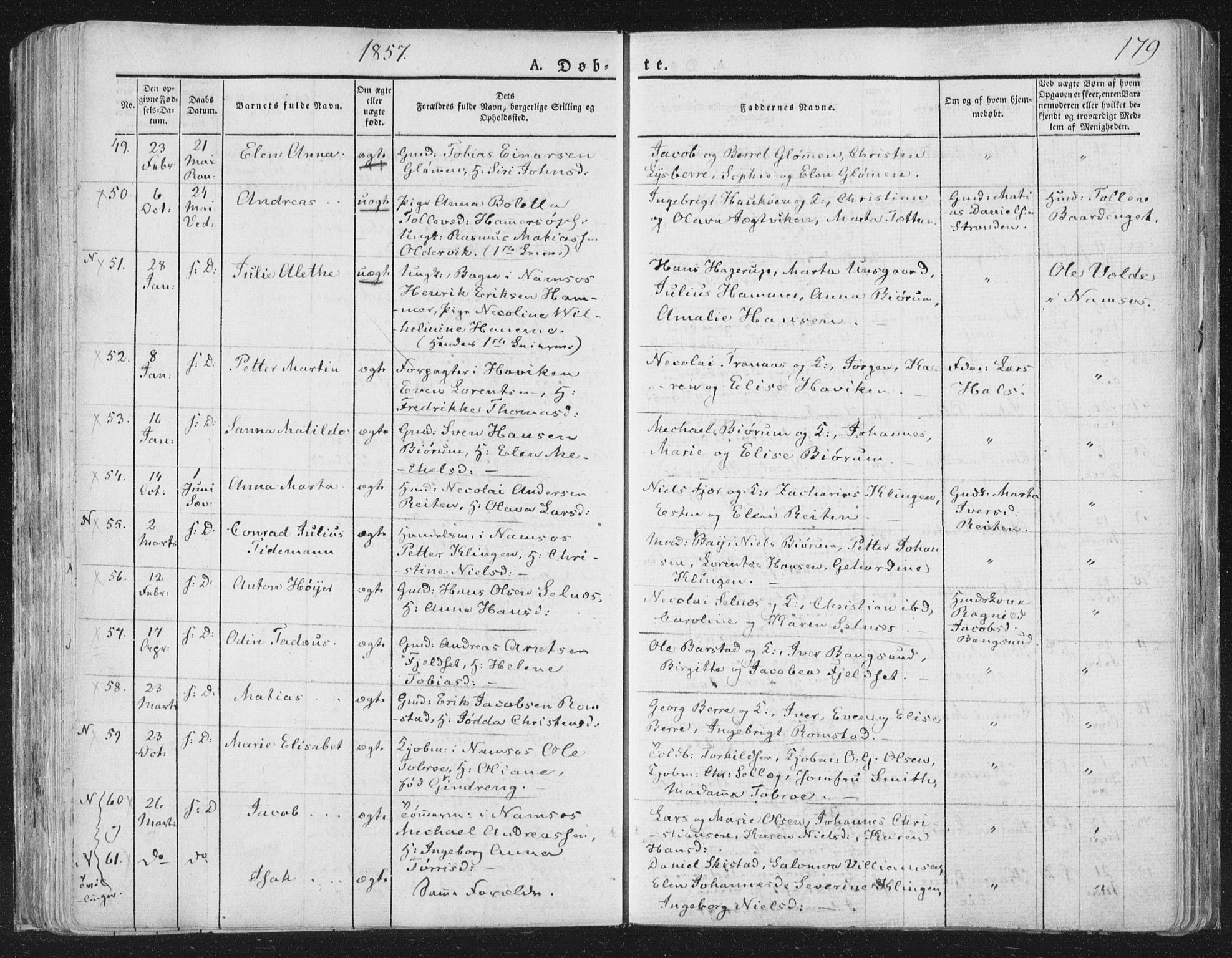 Ministerialprotokoller, klokkerbøker og fødselsregistre - Nord-Trøndelag, AV/SAT-A-1458/764/L0551: Parish register (official) no. 764A07a, 1824-1864, p. 179