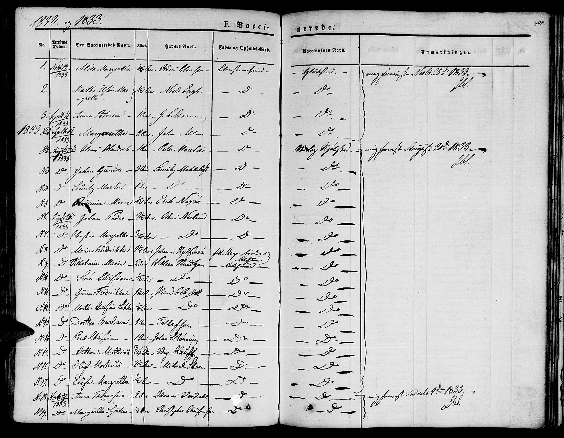 Ministerialprotokoller, klokkerbøker og fødselsregistre - Møre og Romsdal, SAT/A-1454/572/L0843: Parish register (official) no. 572A06, 1832-1842, p. 443