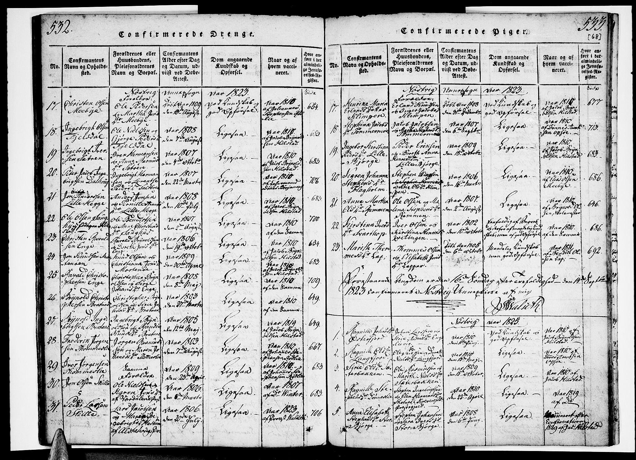 Ministerialprotokoller, klokkerbøker og fødselsregistre - Nordland, SAT/A-1459/814/L0223: Parish register (official) no. 814A04, 1820-1833, p. 532-533