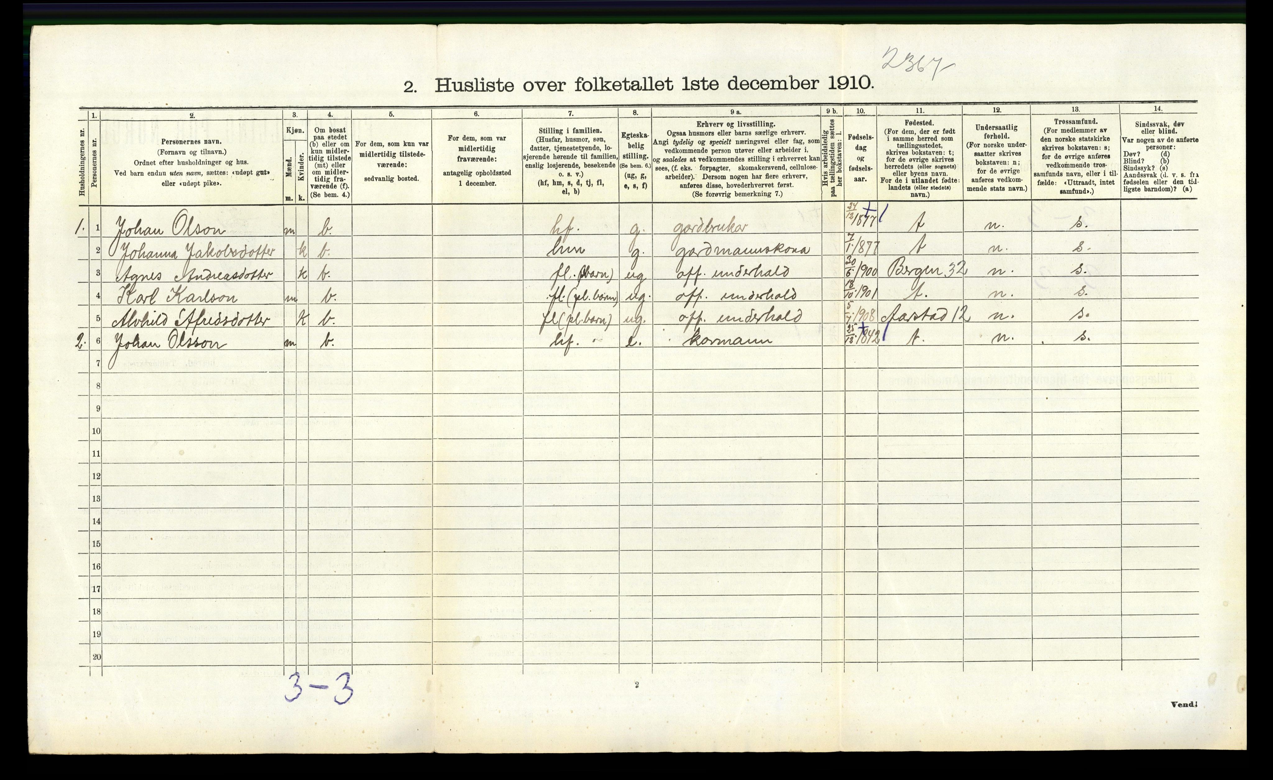 RA, 1910 census for Manger, 1910, p. 330