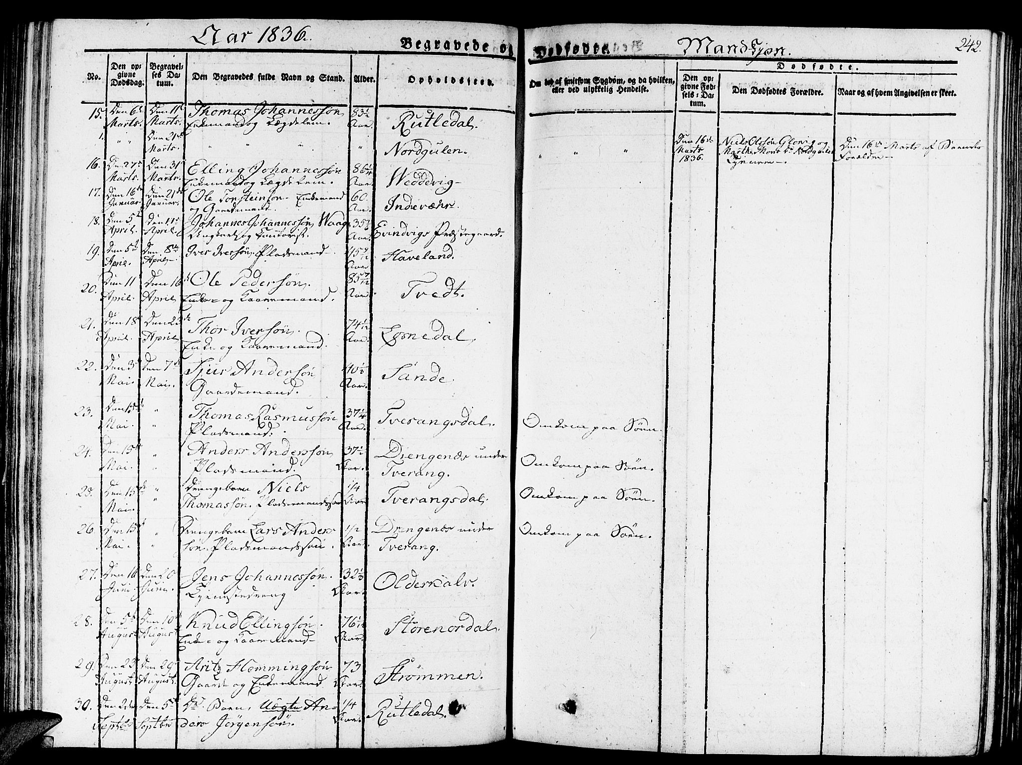 Gulen sokneprestembete, AV/SAB-A-80201/H/Haa/Haaa/L0019: Parish register (official) no. A 19, 1826-1836, p. 242