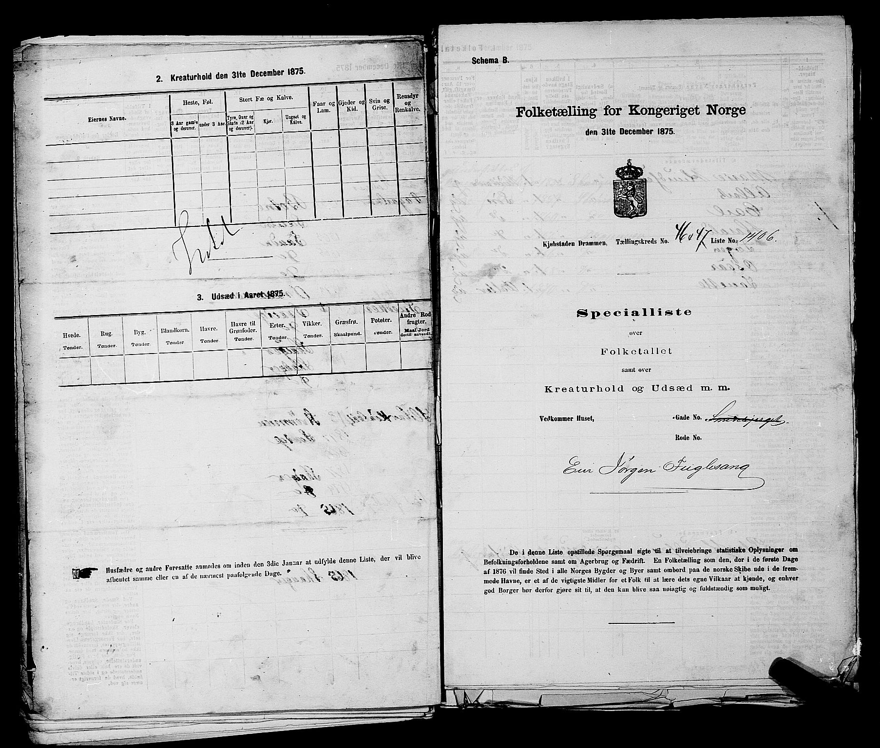 SAKO, 1875 census for 0602 Drammen, 1875, p. 3784