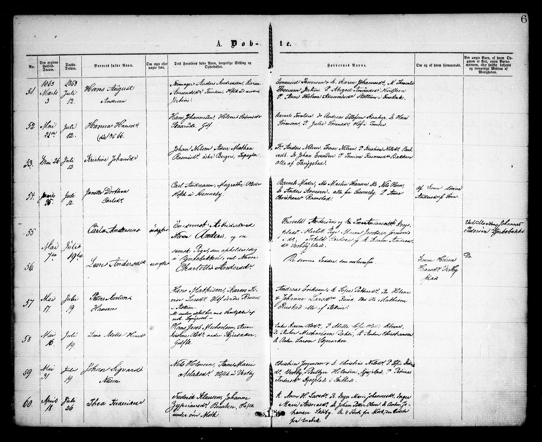 Spydeberg prestekontor Kirkebøker, SAO/A-10924/F/Fa/L0006: Parish register (official) no. I 6, 1863-1874, p. 6