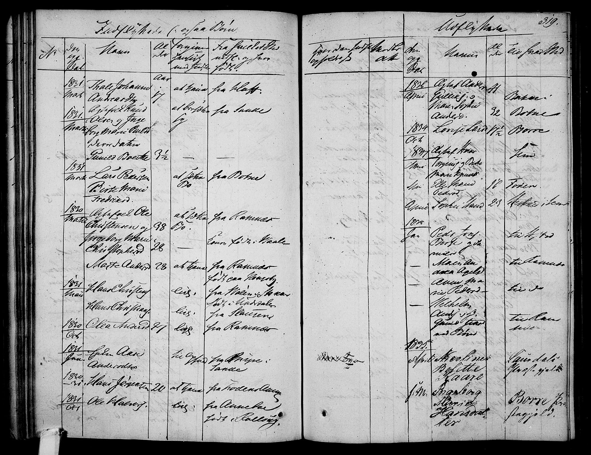 Våle kirkebøker, AV/SAKO-A-334/F/Fa/L0008: Parish register (official) no. I 8, 1824-1844, p. 319