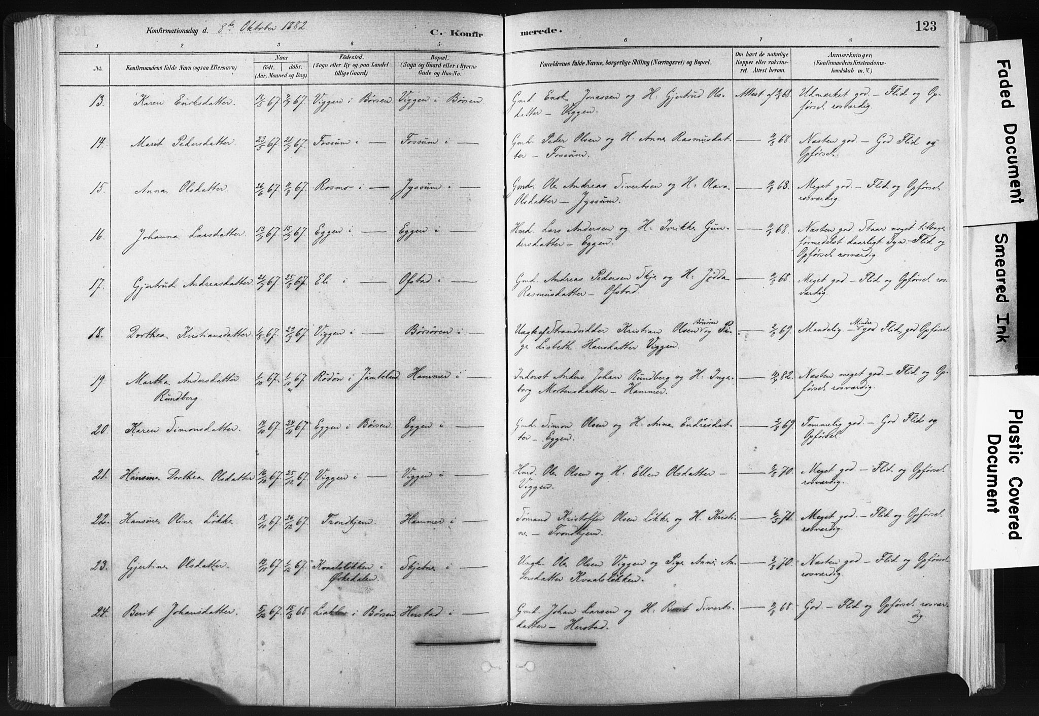 Ministerialprotokoller, klokkerbøker og fødselsregistre - Sør-Trøndelag, SAT/A-1456/665/L0773: Parish register (official) no. 665A08, 1879-1905, p. 123