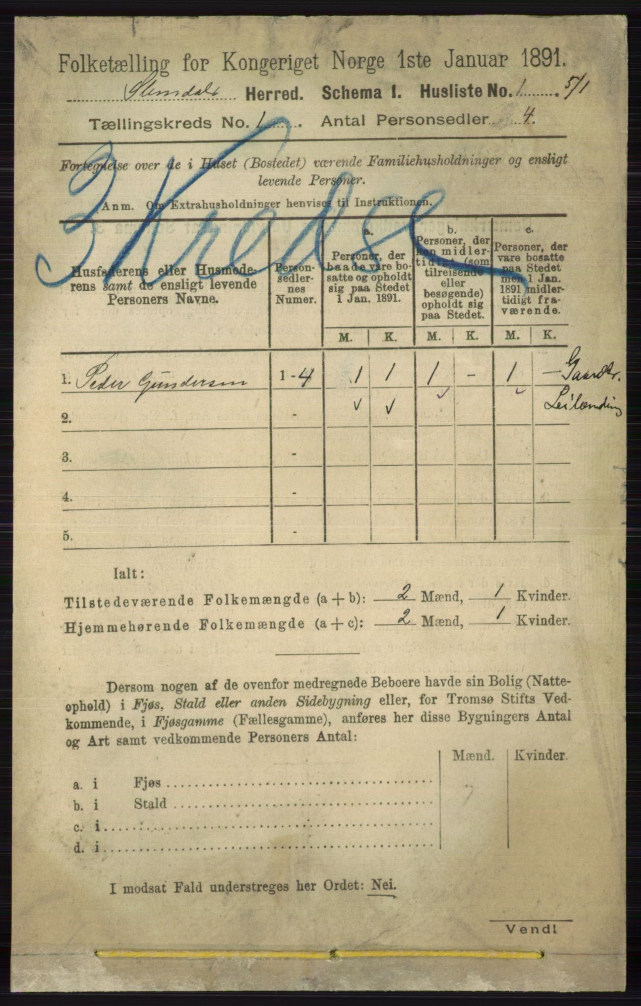 RA, 1891 census for 0811 Slemdal, 1891, p. 13