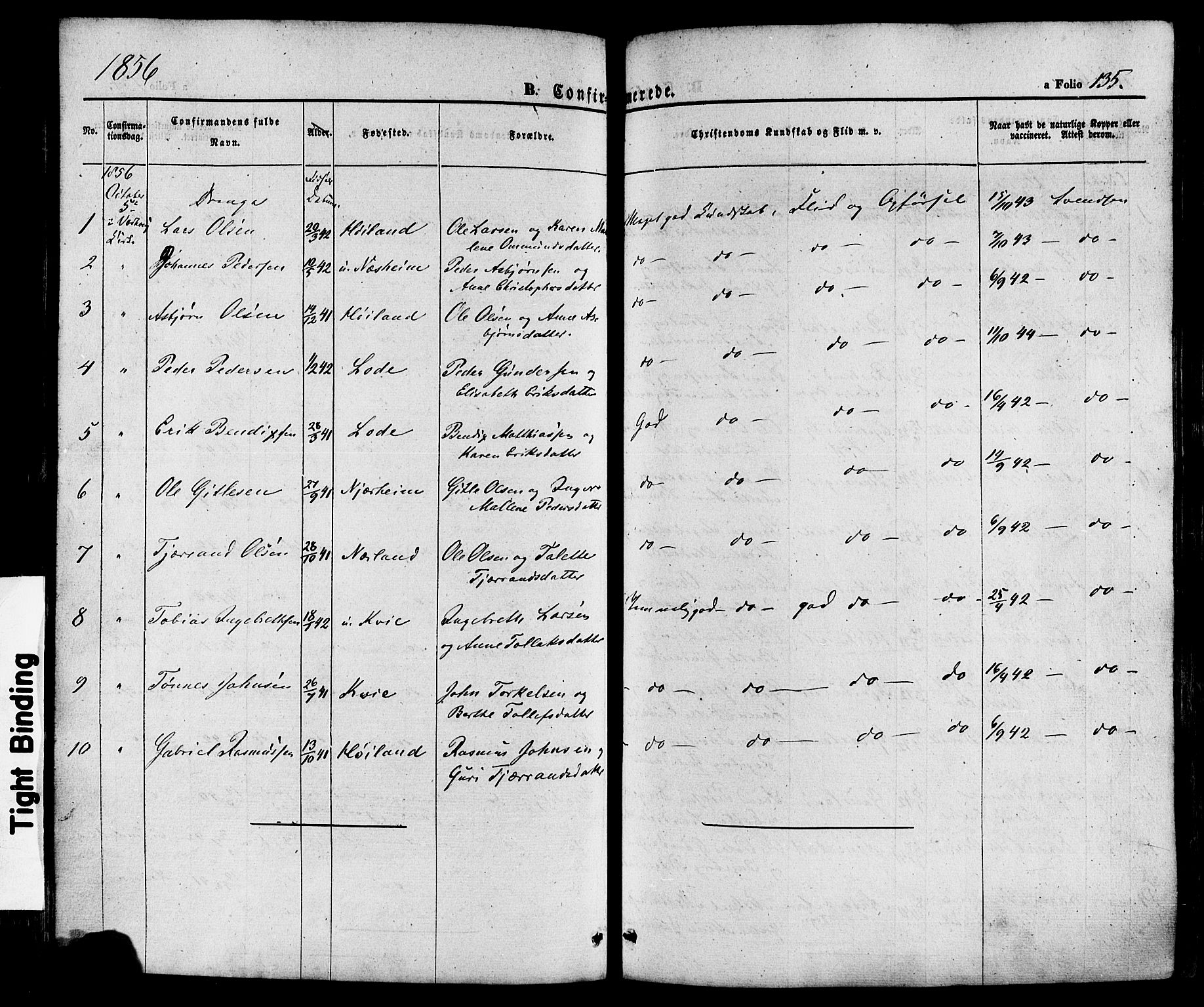 Hå sokneprestkontor, AV/SAST-A-101801/001/30BA/L0008: Parish register (official) no. A 7, 1853-1878, p. 135