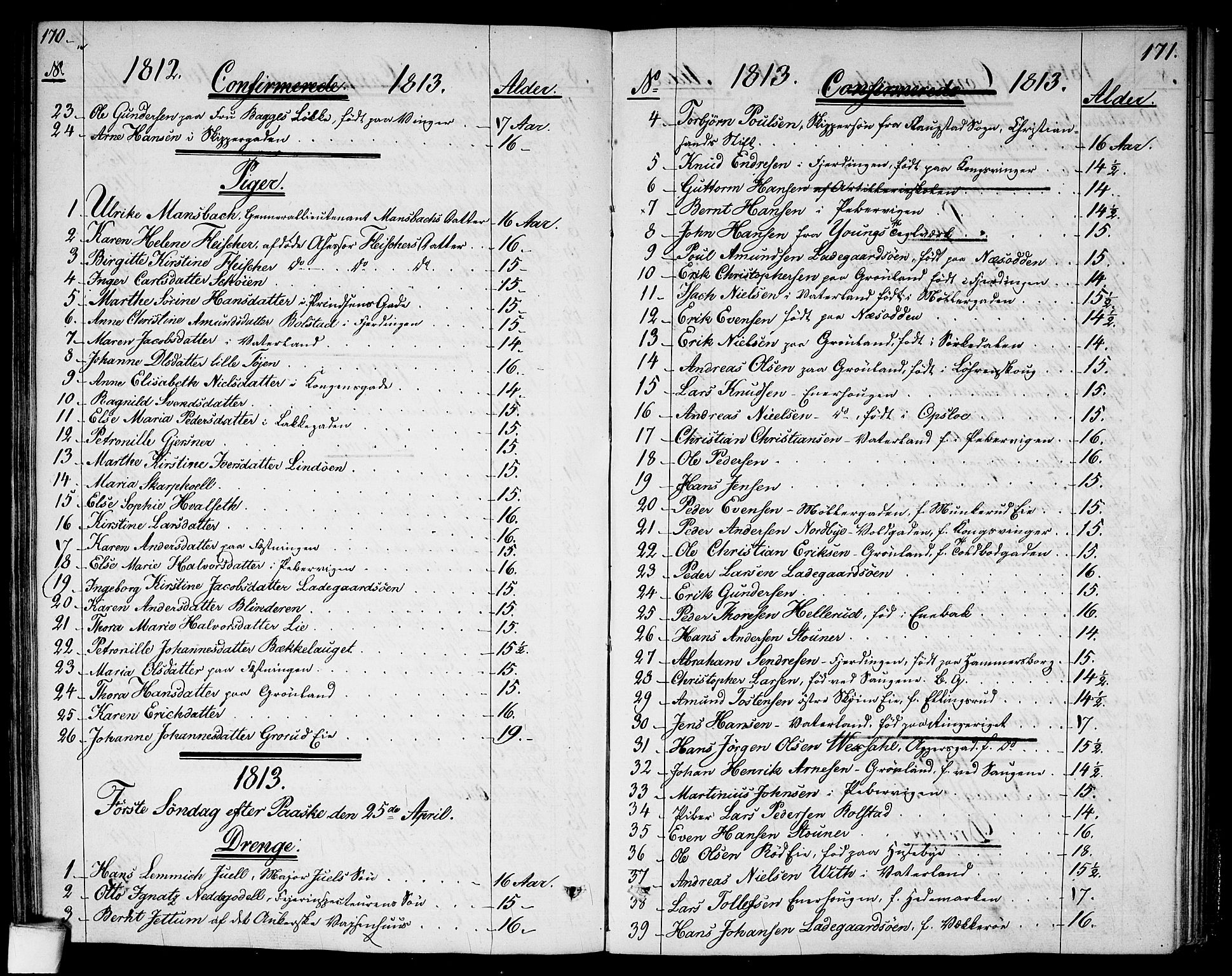 Garnisonsmenigheten Kirkebøker, SAO/A-10846/G/Ga/L0002: Parish register (copy) no. 2, 1810-1814, p. 170-171