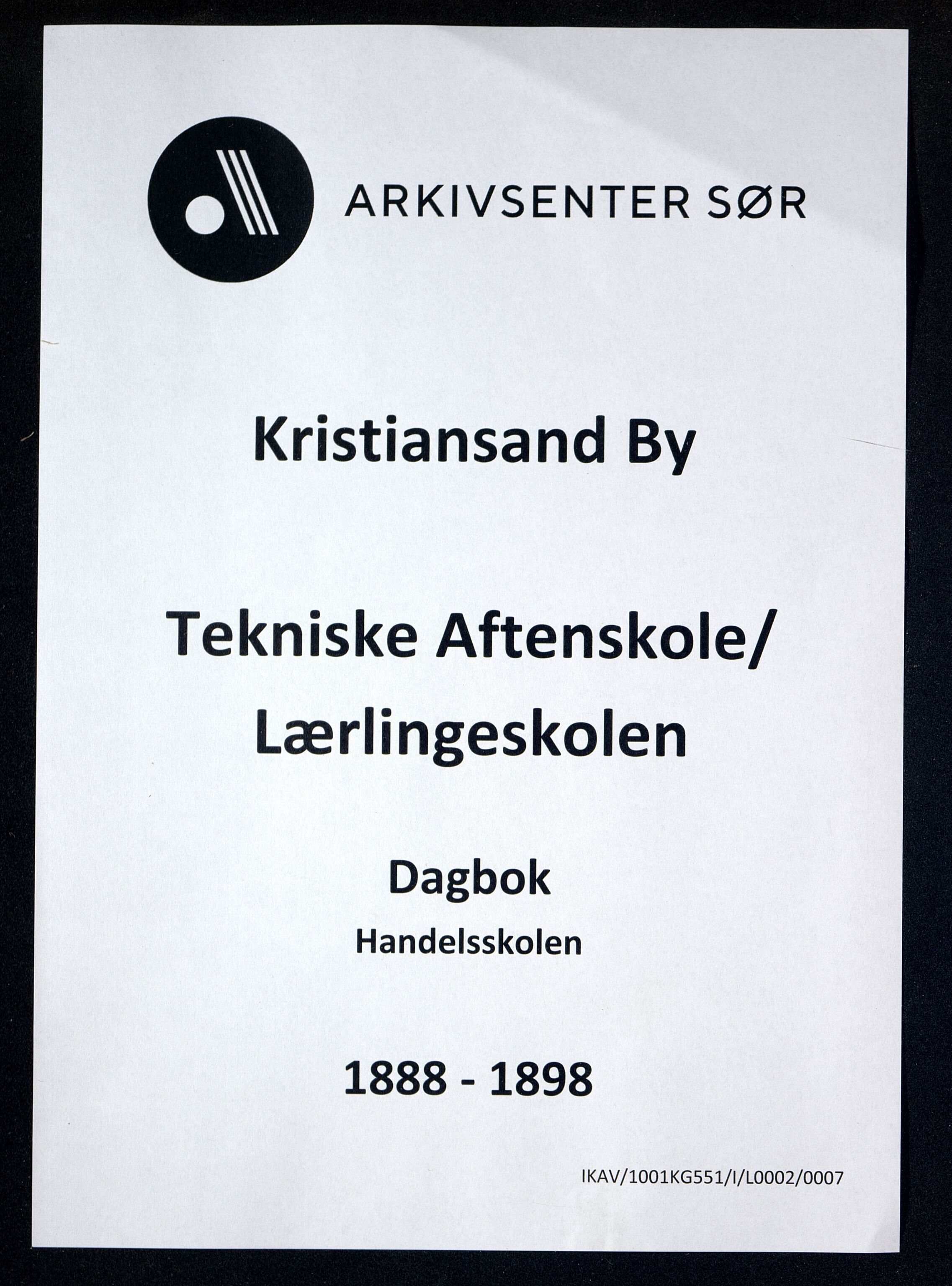 Kristiansand By - Kristiansand Tekniske Aftenskole/Lærlingeskolen, ARKSOR/1001KG551/I/L0002/0007: Dagbøker / Dagbok, handelsskolen, 1888-1898