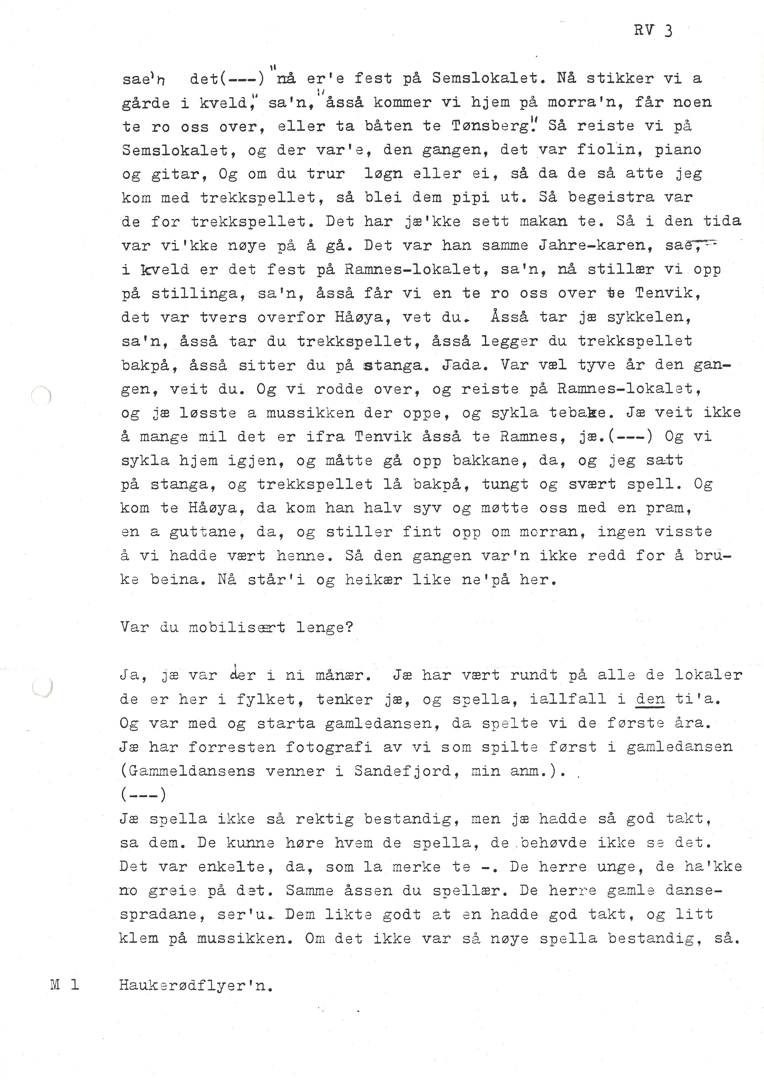 Sa 16 - Folkemusikk fra Vestfold, Gjerdesamlingen, VEMU/A-1868/I/L0001: Informantregister med intervjunedtegnelser, 1979-1986