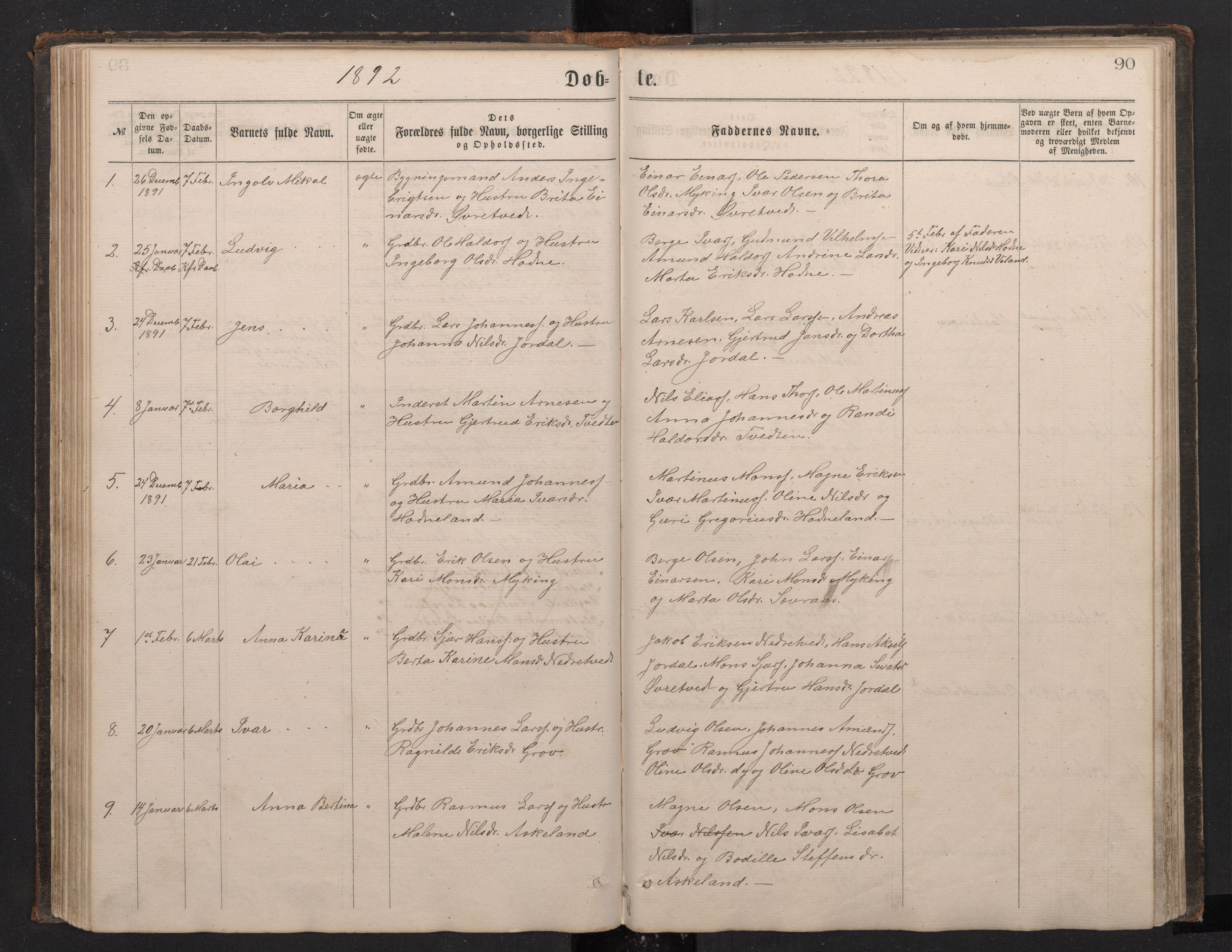 Lindås Sokneprestembete, SAB/A-76701/H/Hab: Parish register (copy) no. E 2, 1867-1892, p. 89b-90a