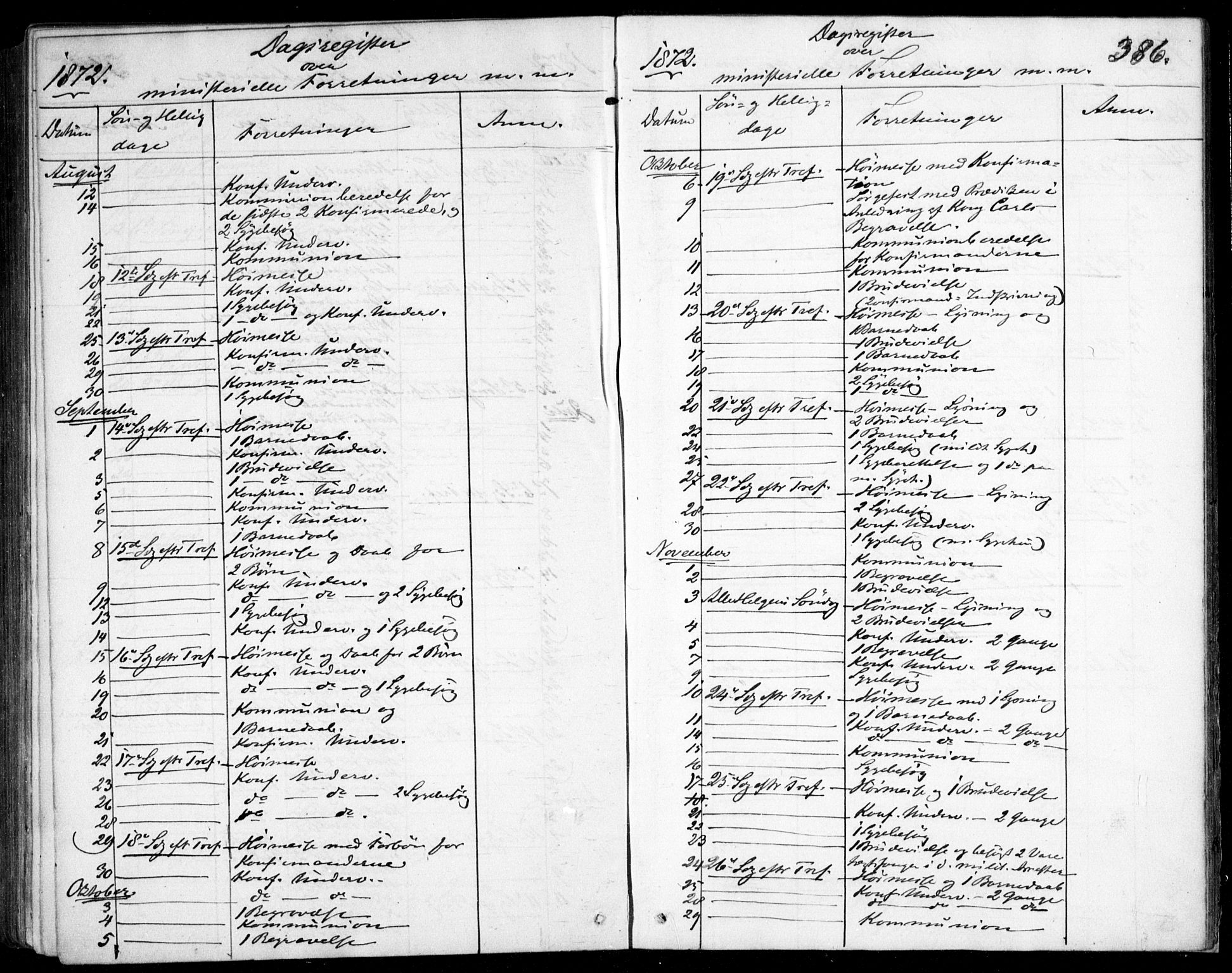 Garnisonsmenigheten Kirkebøker, AV/SAO-A-10846/F/Fa/L0011: Parish register (official) no. 11, 1870-1880, p. 386