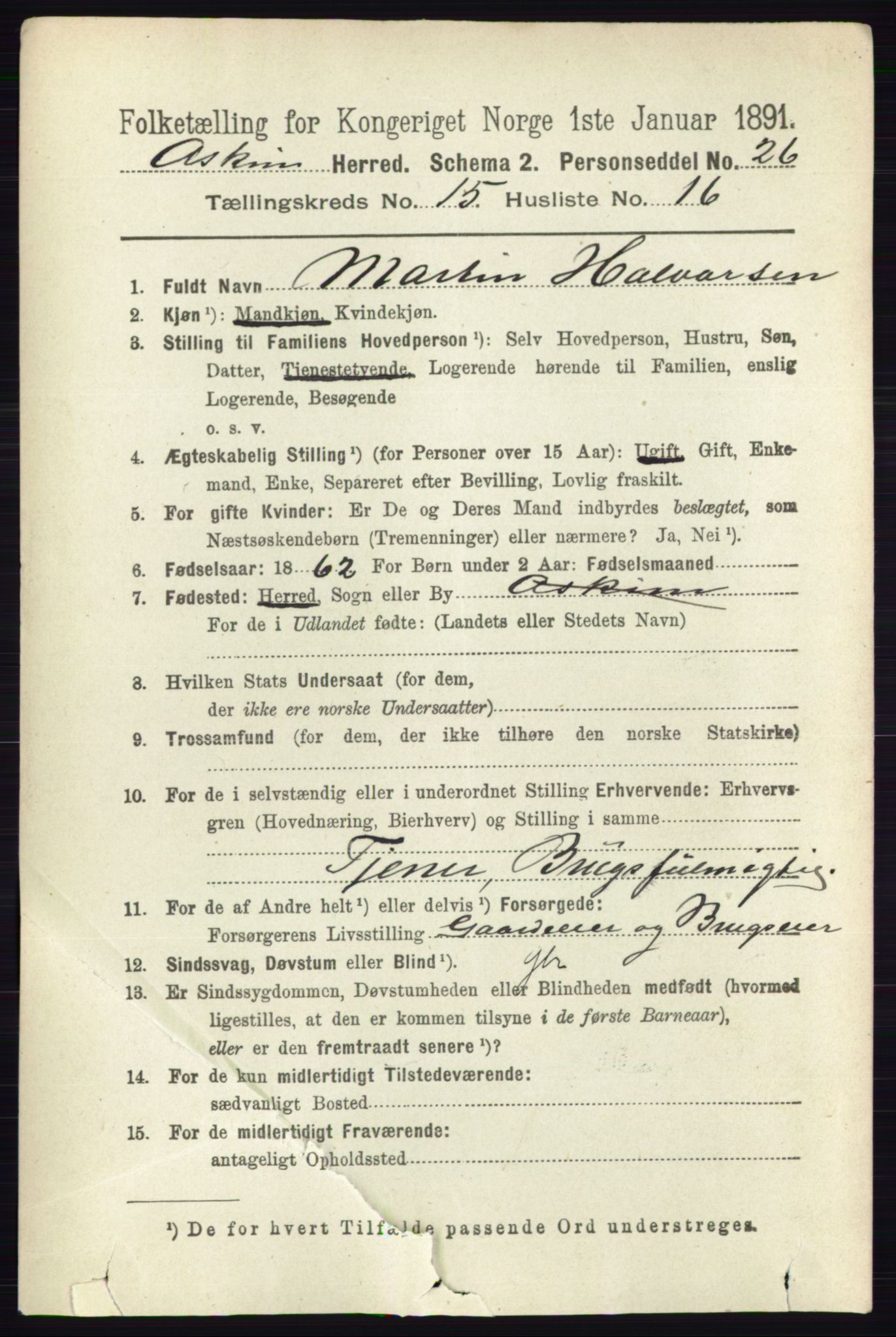 RA, 1891 census for 0124 Askim, 1891, p. 2599