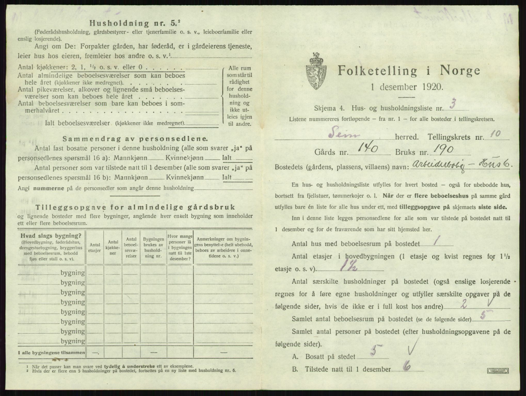 SAKO, 1920 census for Sem, 1920, p. 2111