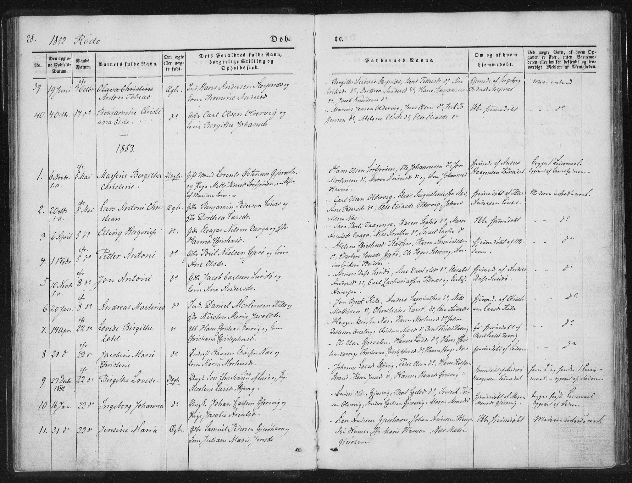 Ministerialprotokoller, klokkerbøker og fødselsregistre - Nordland, SAT/A-1459/841/L0602: Parish register (official) no. 841A08 /1, 1845-1859, p. 28