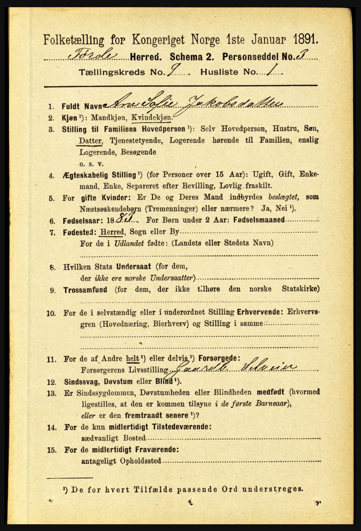 RA, 1891 census for 1432 Førde, 1891, p. 3322