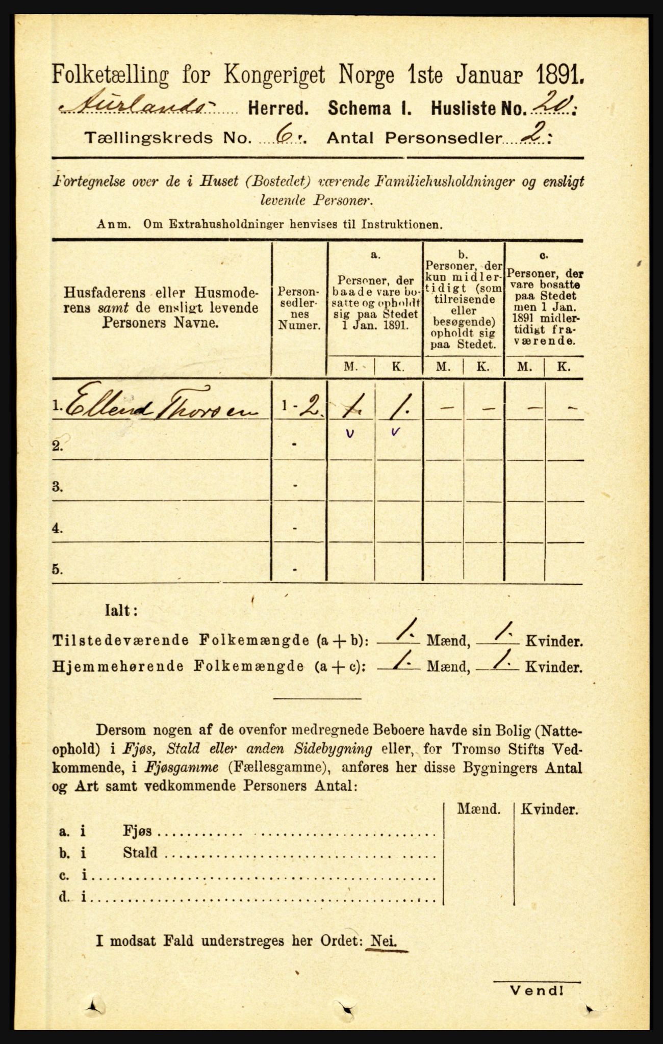 RA, 1891 census for 1421 Aurland, 1891, p. 2220