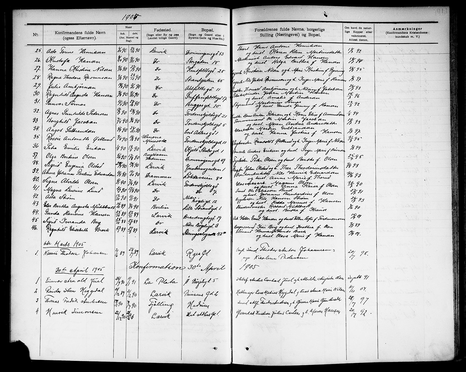 Larvik kirkebøker, SAKO/A-352/G/Ga/L0006: Parish register (copy) no. I 6, 1888-1917, p. 119