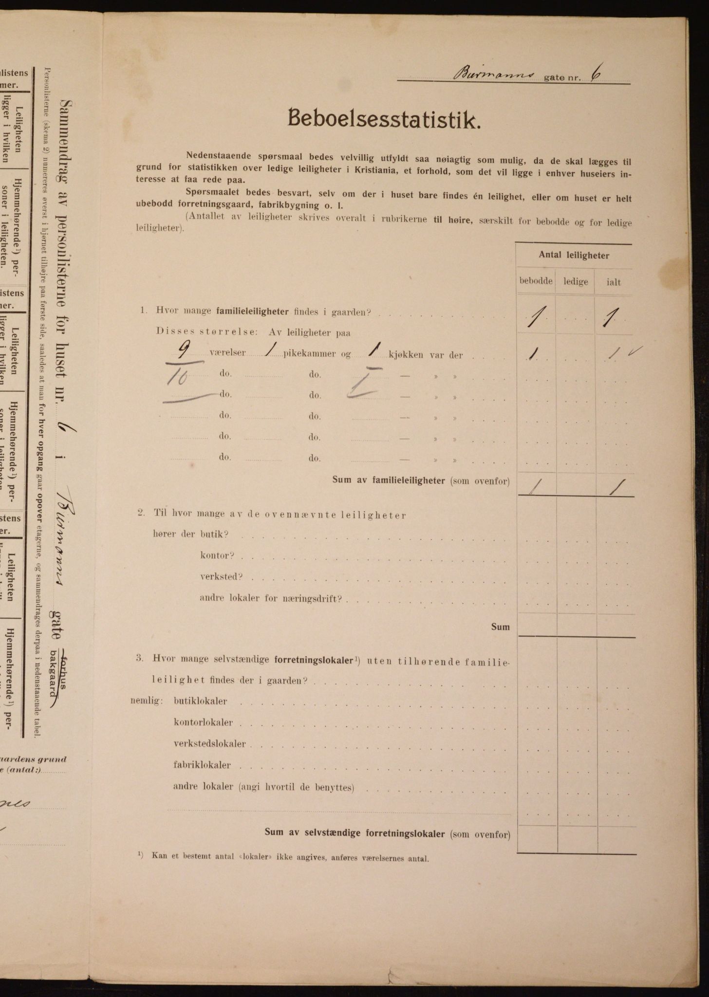 OBA, Municipal Census 1910 for Kristiania, 1910, p. 4612