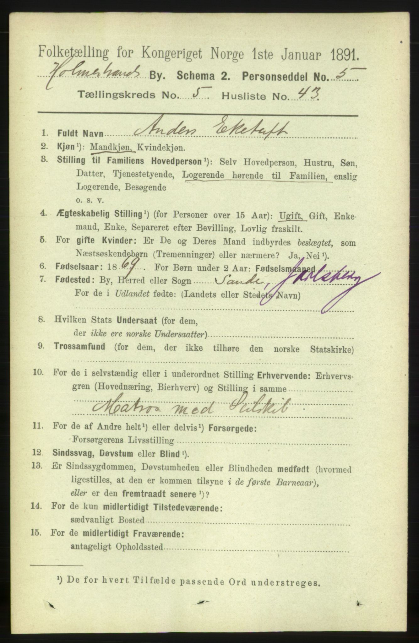 RA, 1891 census for 0702 Holmestrand, 1891, p. 2970