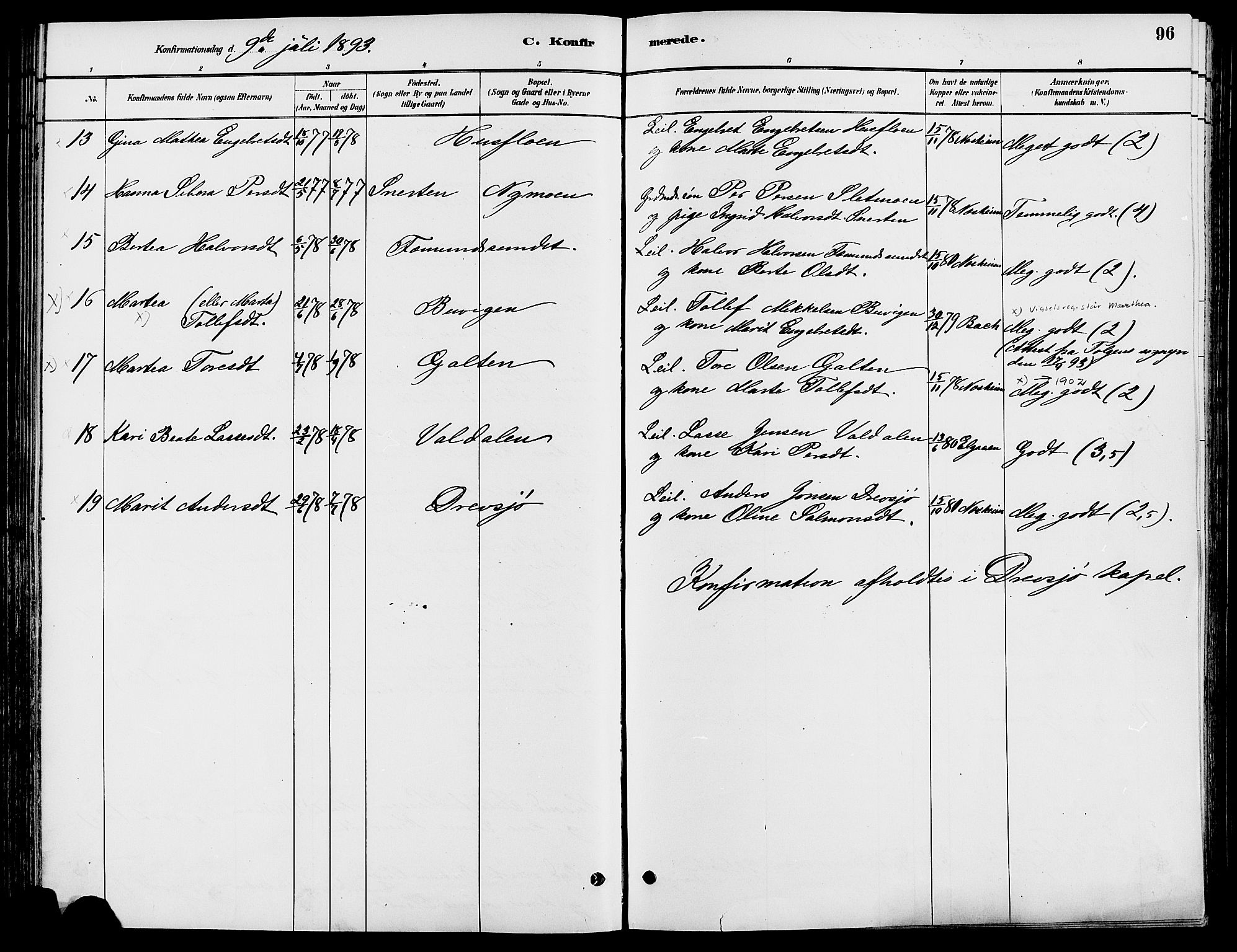 Engerdal prestekontor, AV/SAH-PREST-048/H/Ha/Haa/L0001: Parish register (official) no. 1, 1881-1898, p. 96