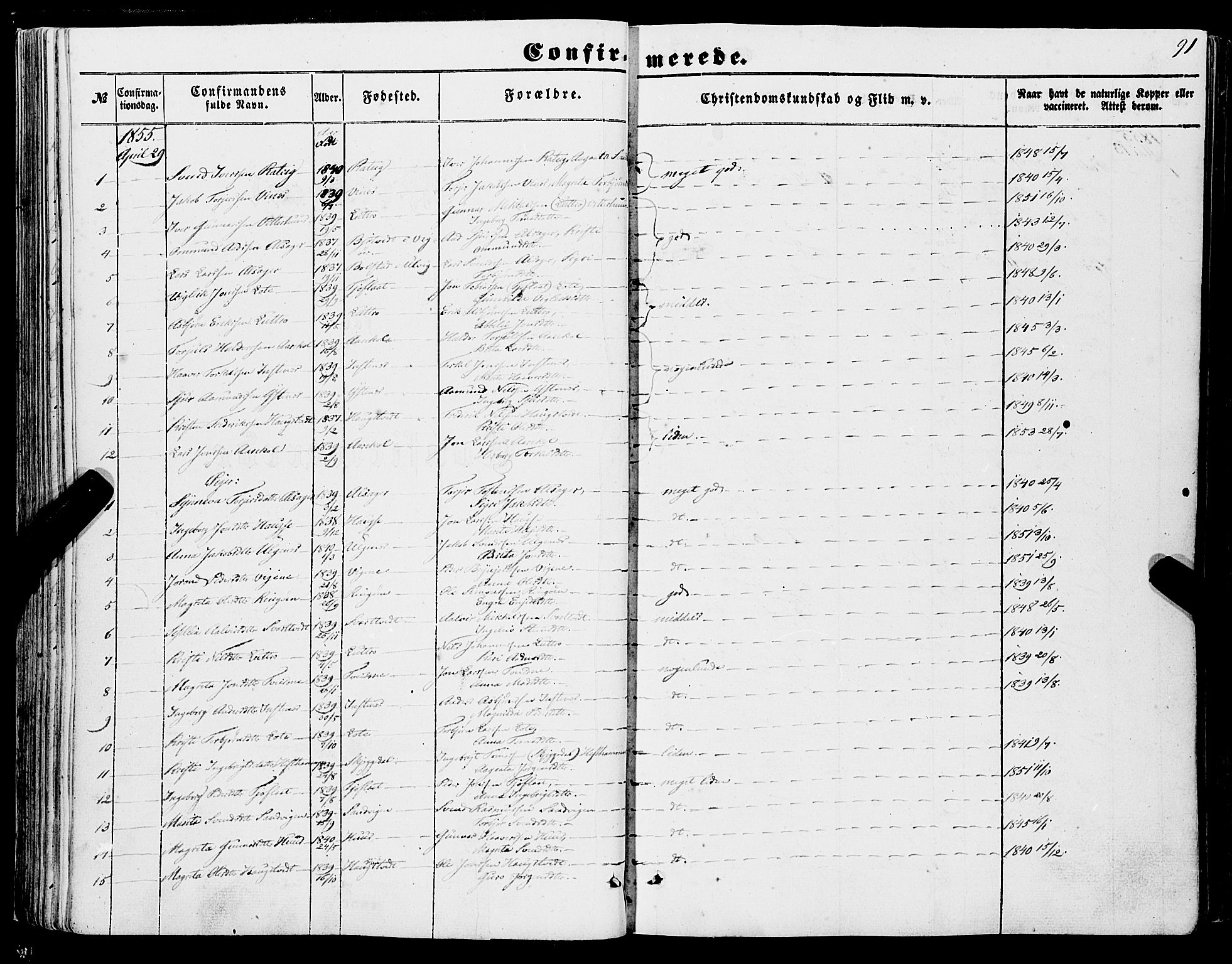 Ullensvang sokneprestembete, AV/SAB-A-78701/H/Haa: Parish register (official) no. A 11, 1854-1866, p. 91