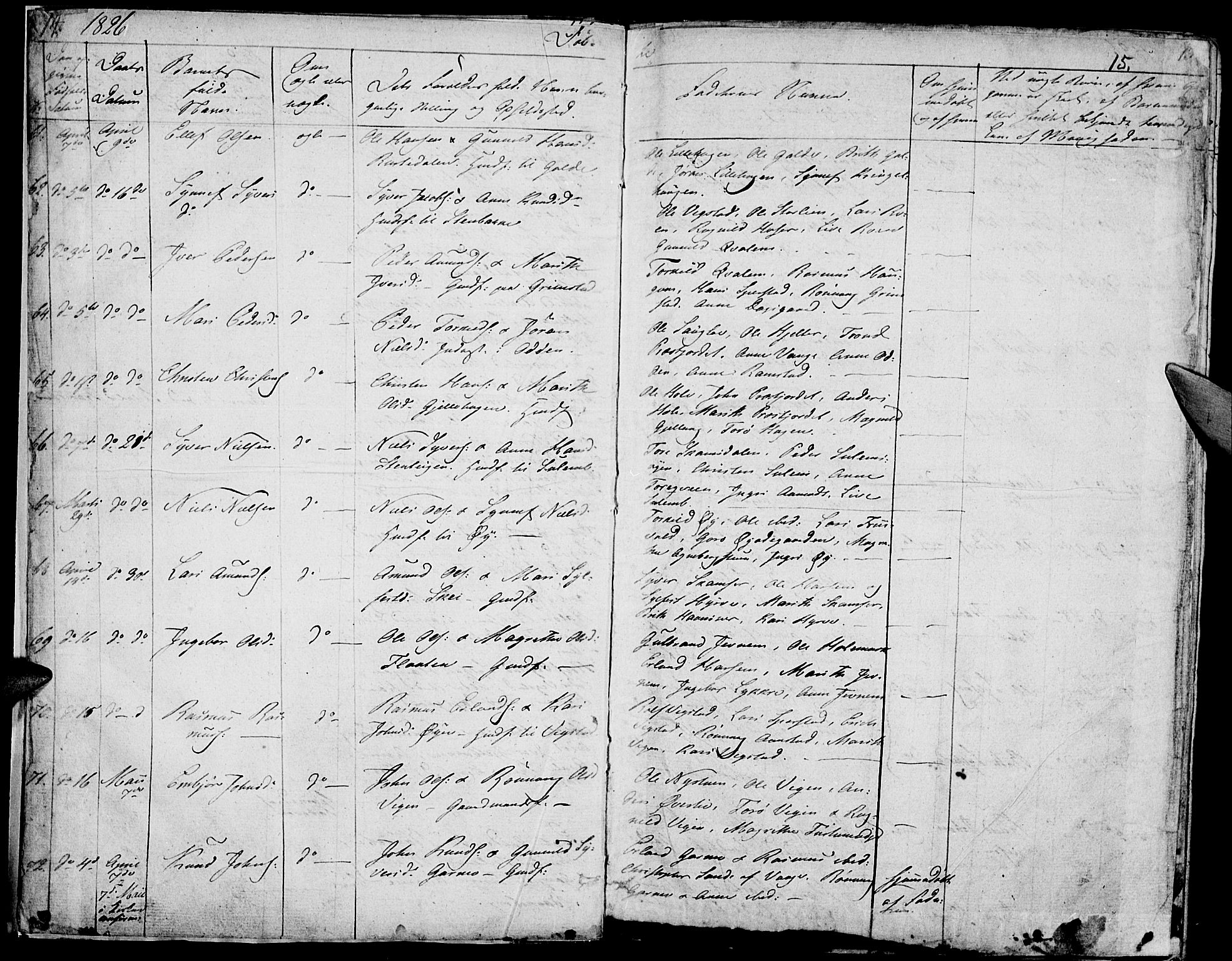 Lom prestekontor, AV/SAH-PREST-070/K/L0005: Parish register (official) no. 5, 1825-1837, p. 14-15