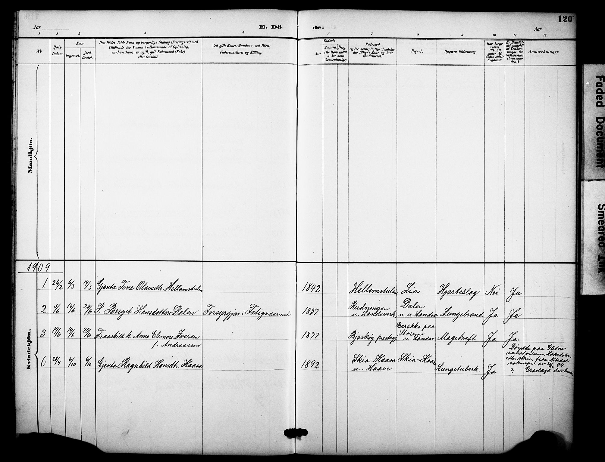 Heddal kirkebøker, SAKO/A-268/F/Fb/L0001: Parish register (official) no. II 1, 1884-1910, p. 120