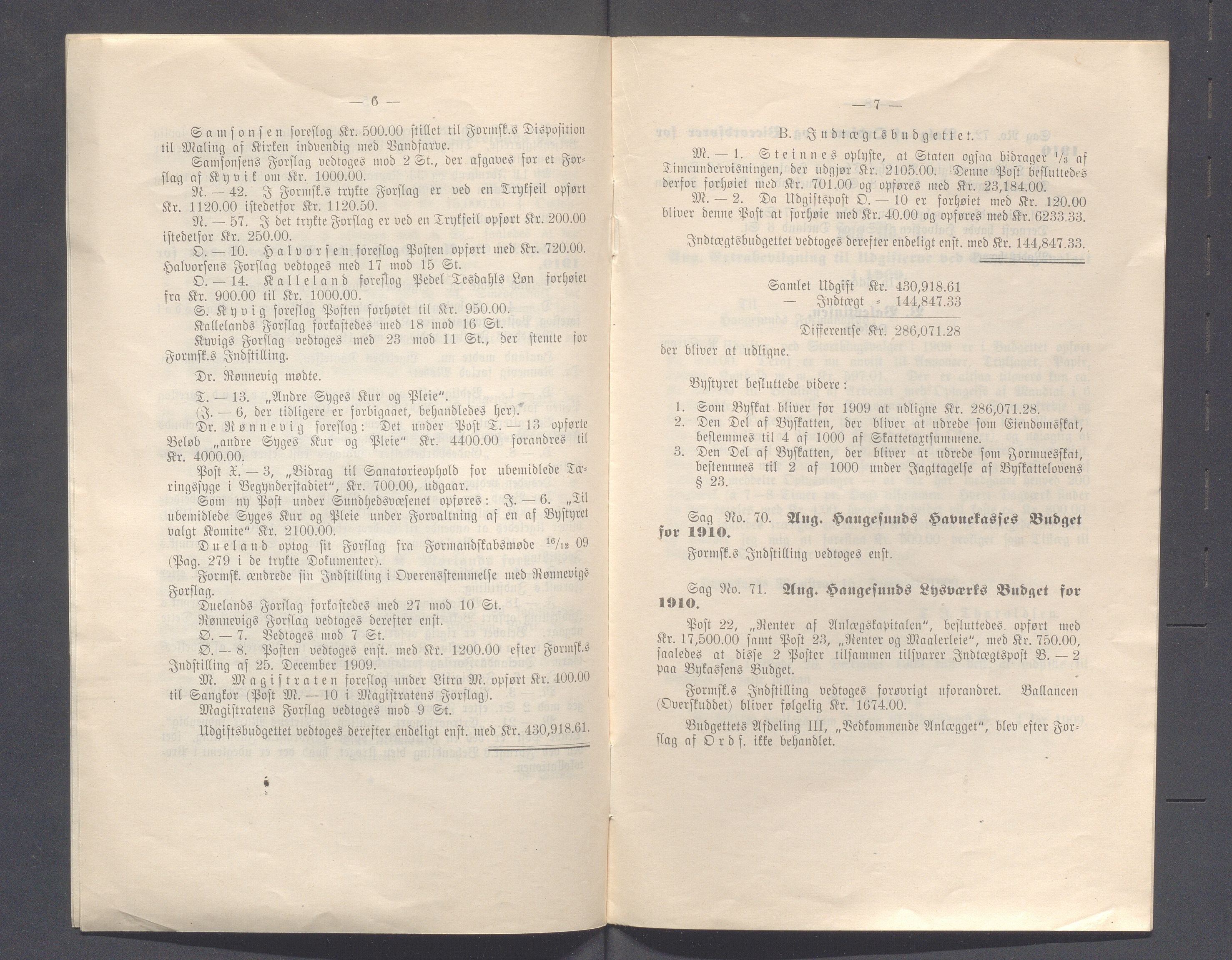 Haugesund kommune - Formannskapet og Bystyret, IKAR/A-740/A/Abb/L0002: Bystyreforhandlinger, 1908-1917, p. 342