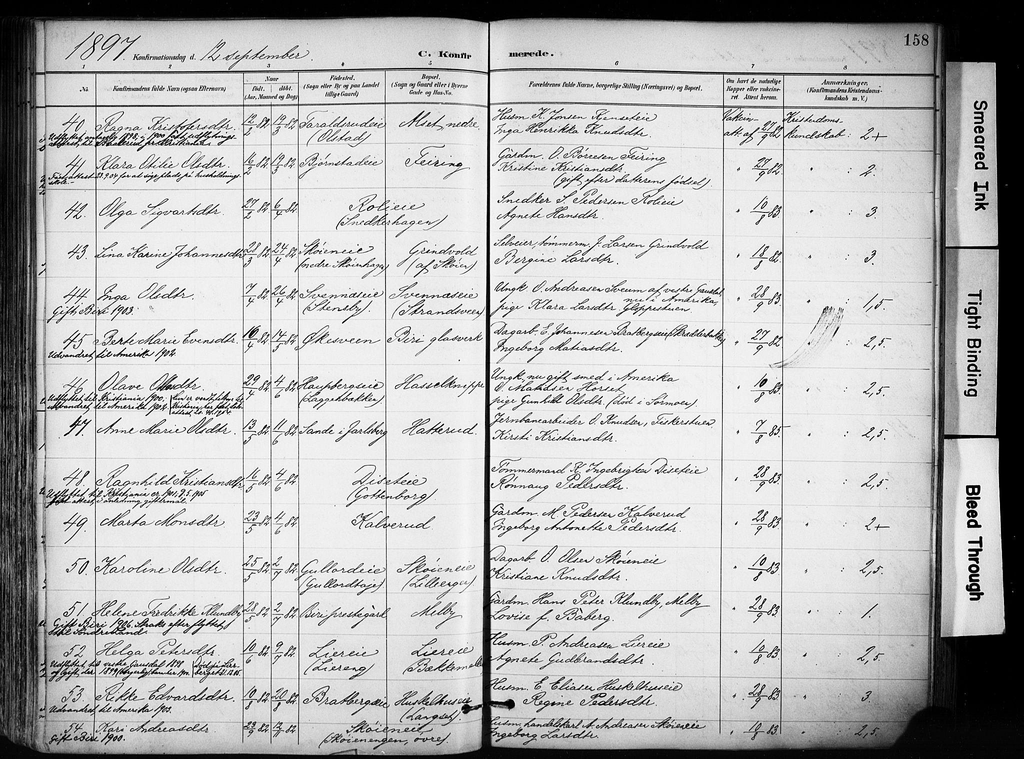Biri prestekontor, AV/SAH-PREST-096/H/Ha/Haa/L0009: Parish register (official) no. 9, 1887-1900, p. 158