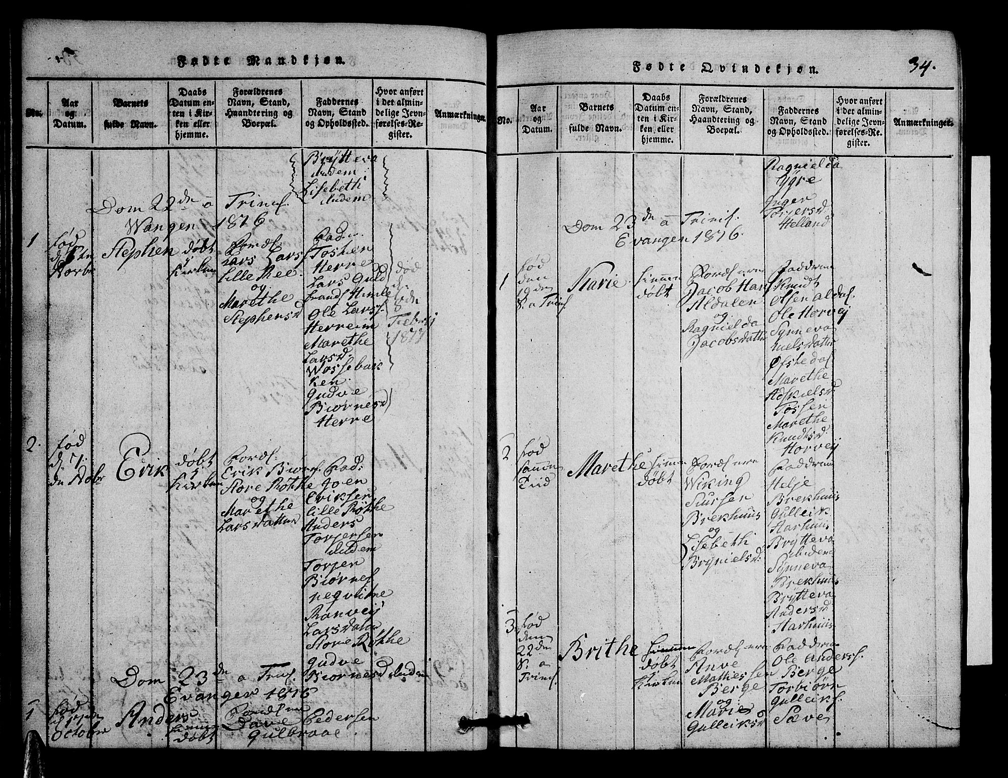 Voss sokneprestembete, AV/SAB-A-79001/H/Hab: Parish register (copy) no. A 1, 1816-1818, p. 34