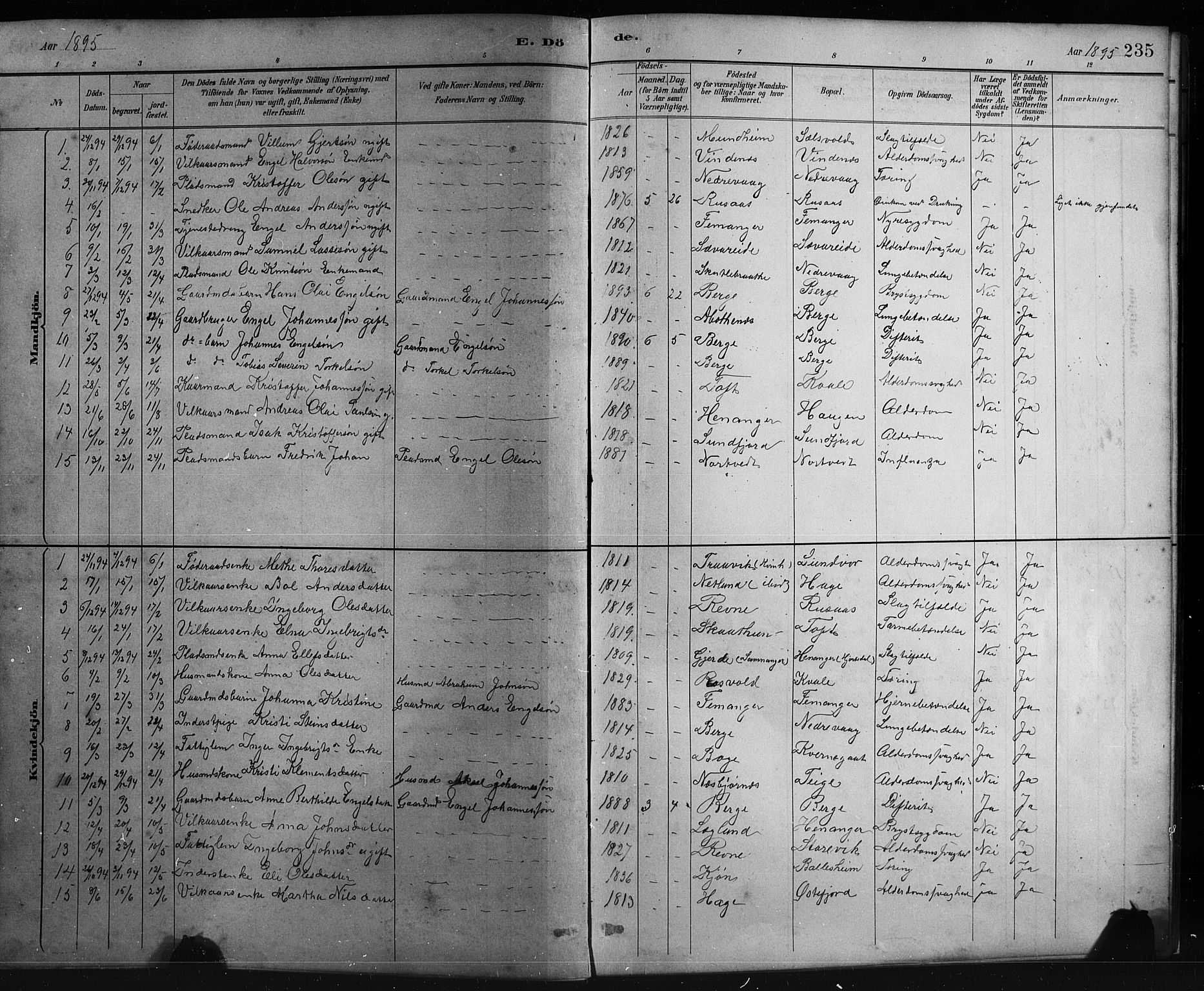 Fusa sokneprestembete, SAB/A-75401/H/Hab: Parish register (copy) no. C 2, 1886-1926, p. 235