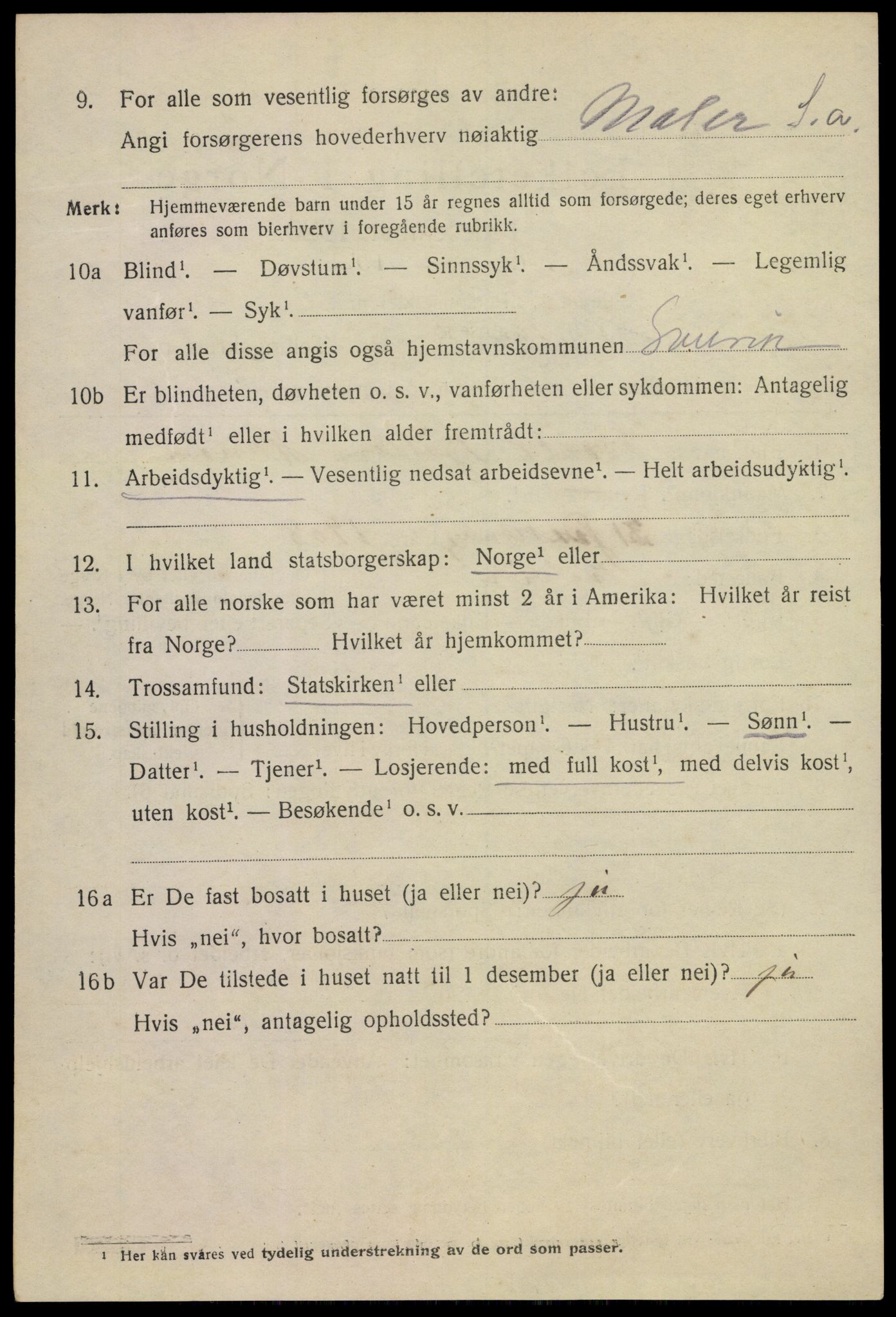 SAKO, 1920 census for Svelvik, 1920, p. 3124